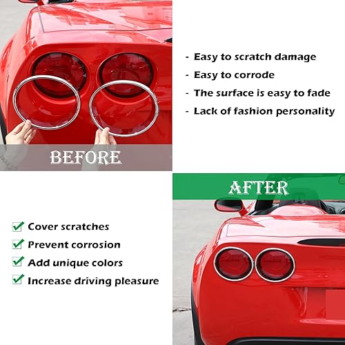 Miniatura 2 de LLKUANG Anillo decorativo para luz trasera de automóvil compatible con Chevrolet Corvette C6 2005-2013, accesorios exteriores para lámpara trasera,