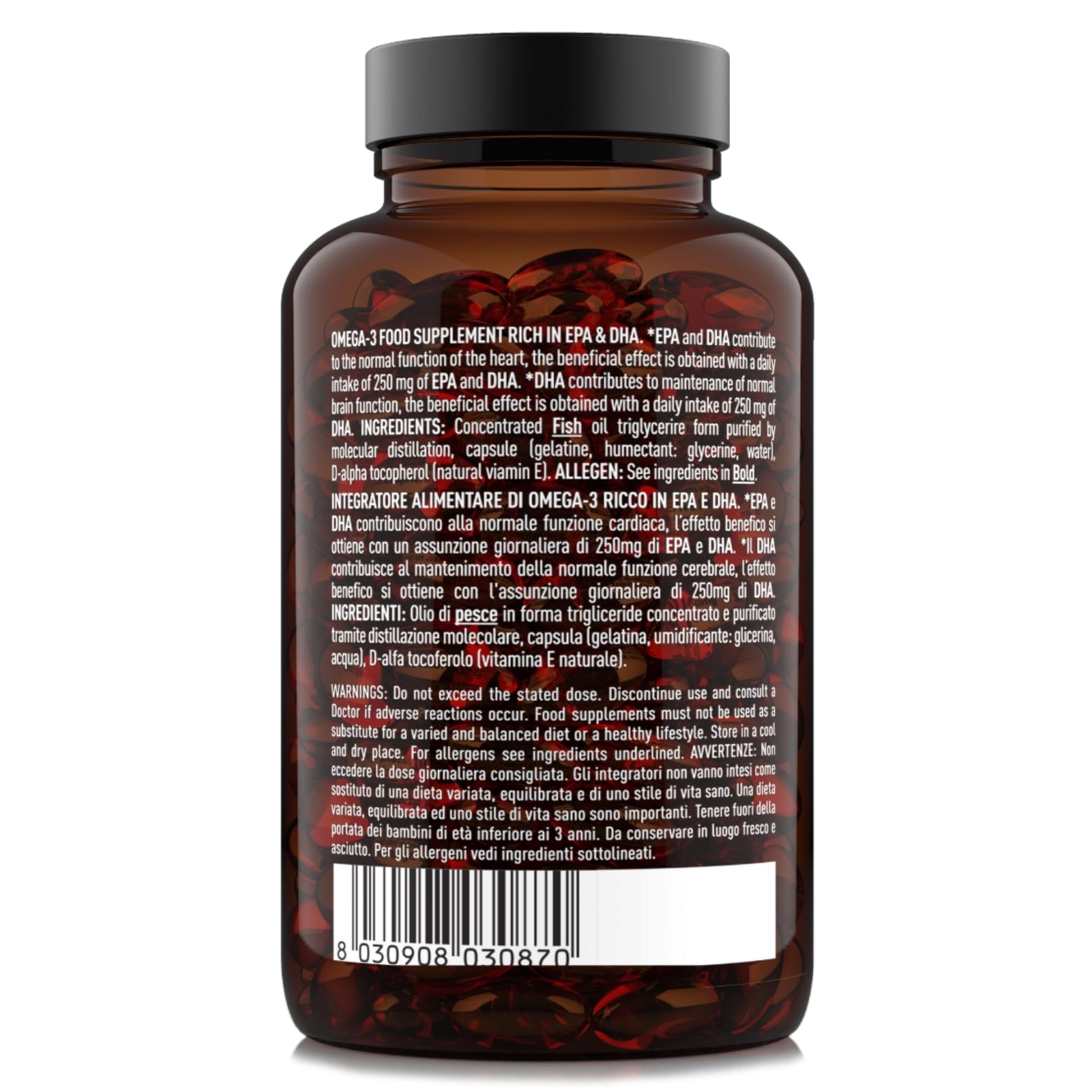 NÄTOO Super Omega 3 1500mg - Olio di pesce per il benessere di cuore, cervello e vista - Integratori con Olio di Pesce Alto Dosaggio Omega - 3 con Vitamina E, Epa 800mg e Dha 400mg (180 Perle)