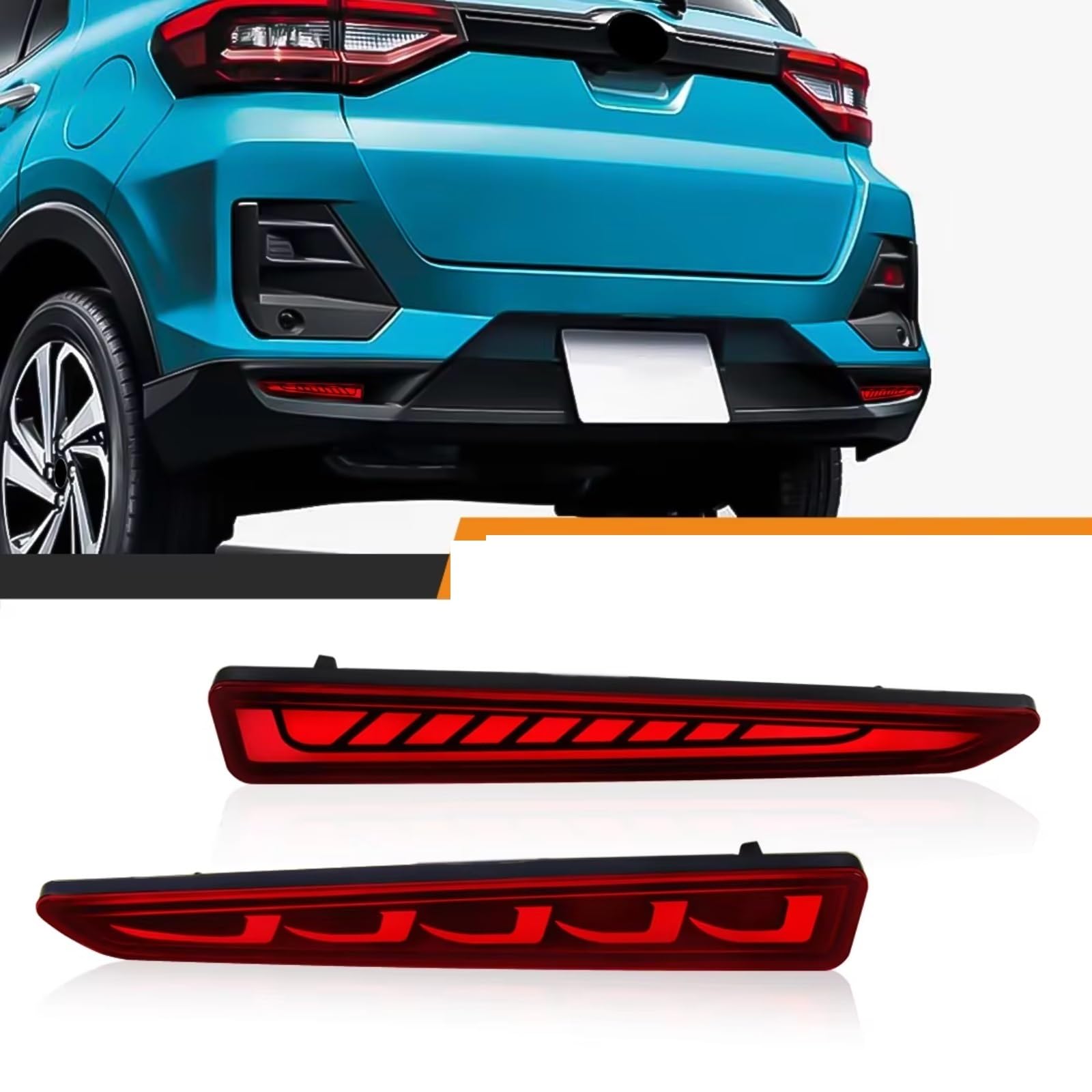 Compatible Con Toyota Para Raize 2019 2020 2021 2022 Reflector Parachoques Trasero Luz Freno Lámparas Traseras Accesorios Coche 12V Reflectante Parachoques(Red A)