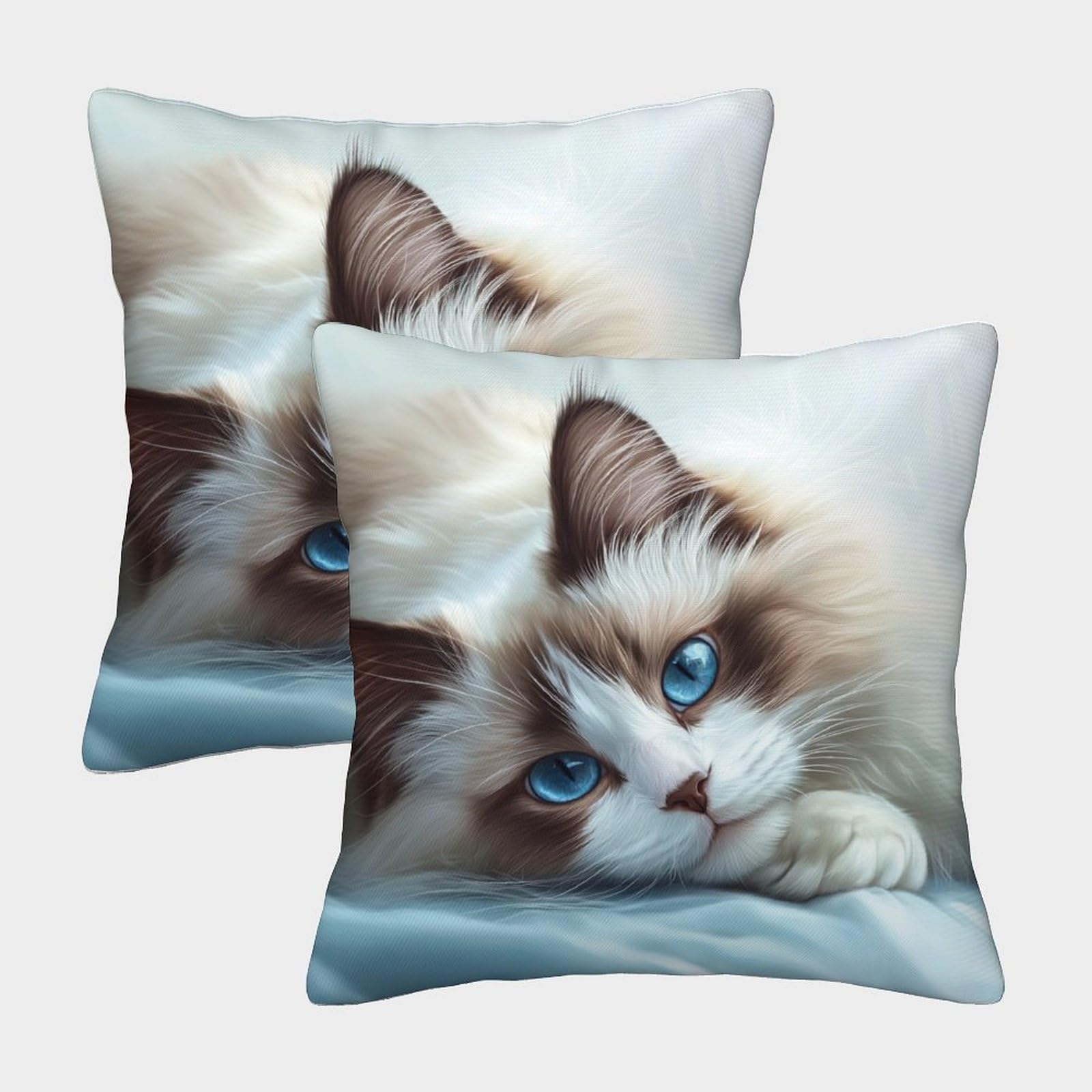 kaiyun 2 Pack 3D Ragdoll Cat Pillow,cushion Pillow 3D Calm Expression Soft Touch Pillow,sofa Chair Home Furnishings 40x40cm