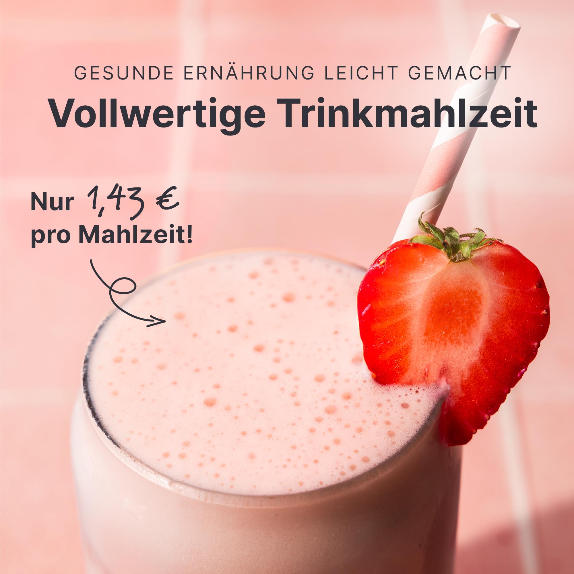 SHEKO Balance Shake Erdbeere + Shaker - 21 Cremige Mahlzeitenersatz Shakes zum Abnehmen - Proteinreich, Glutenfrei & Natürlicher Geschmack - Abnehmen Shake