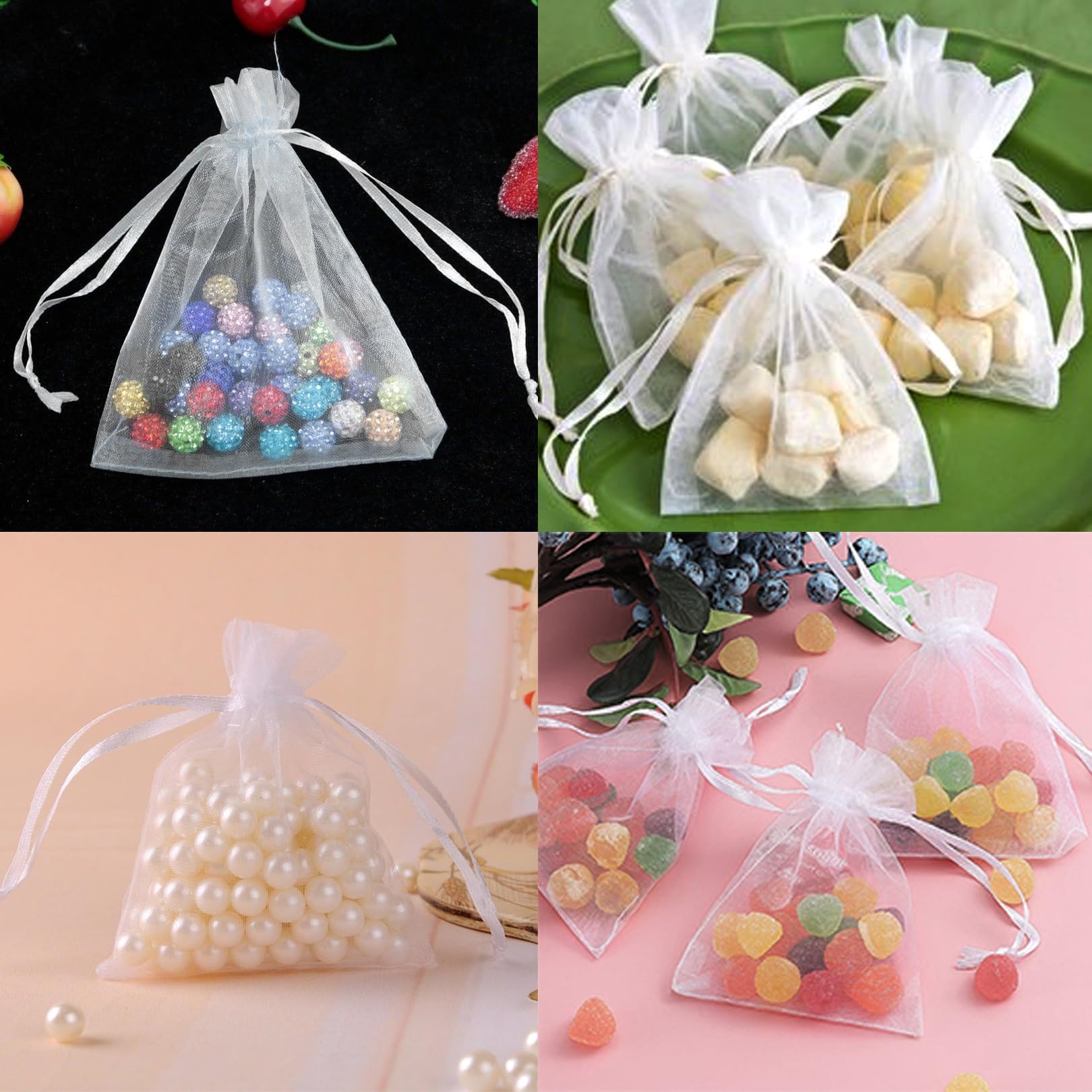 Lot De 50 Petits Sacs à Bijoux En Organza Avec Cordon De Serrage Pour Cadeau De Noël, Mariage, Bonbons, Perles, Beige, 9 X 12 Cm, 50 Pièces