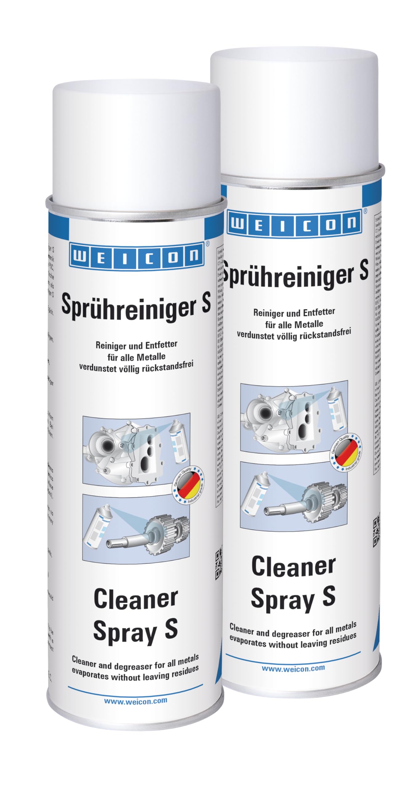 WEICON Sprühreiniger S 500 ml | Reiniger und Entfetter für Metall, Glas, Keramik und Kunststoff 2er Set