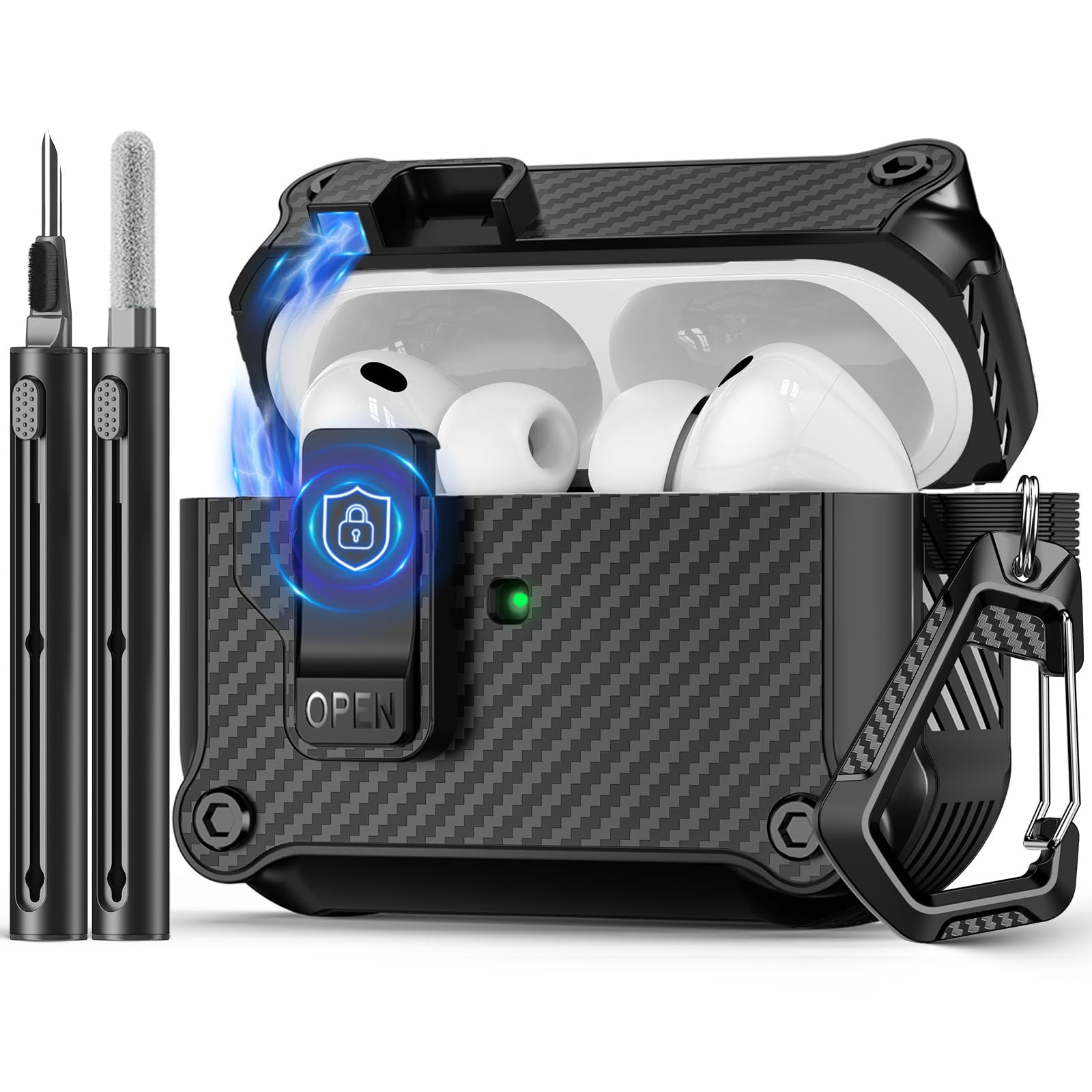 Pohgelan Compatible with AirPods Pro 3 Case Carbon Fiber Texture(Black)