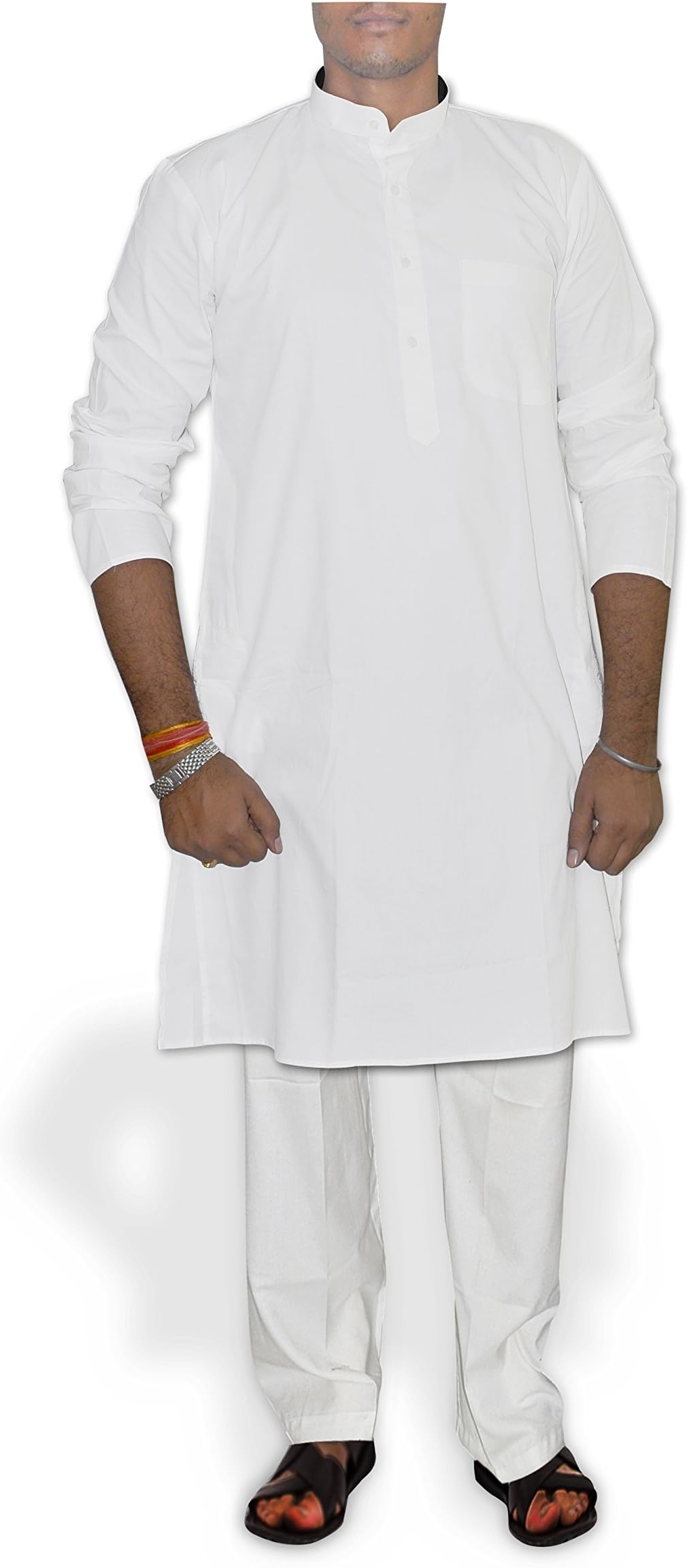 White Dobby/Cotton Men Kurta Pajama Large Size
