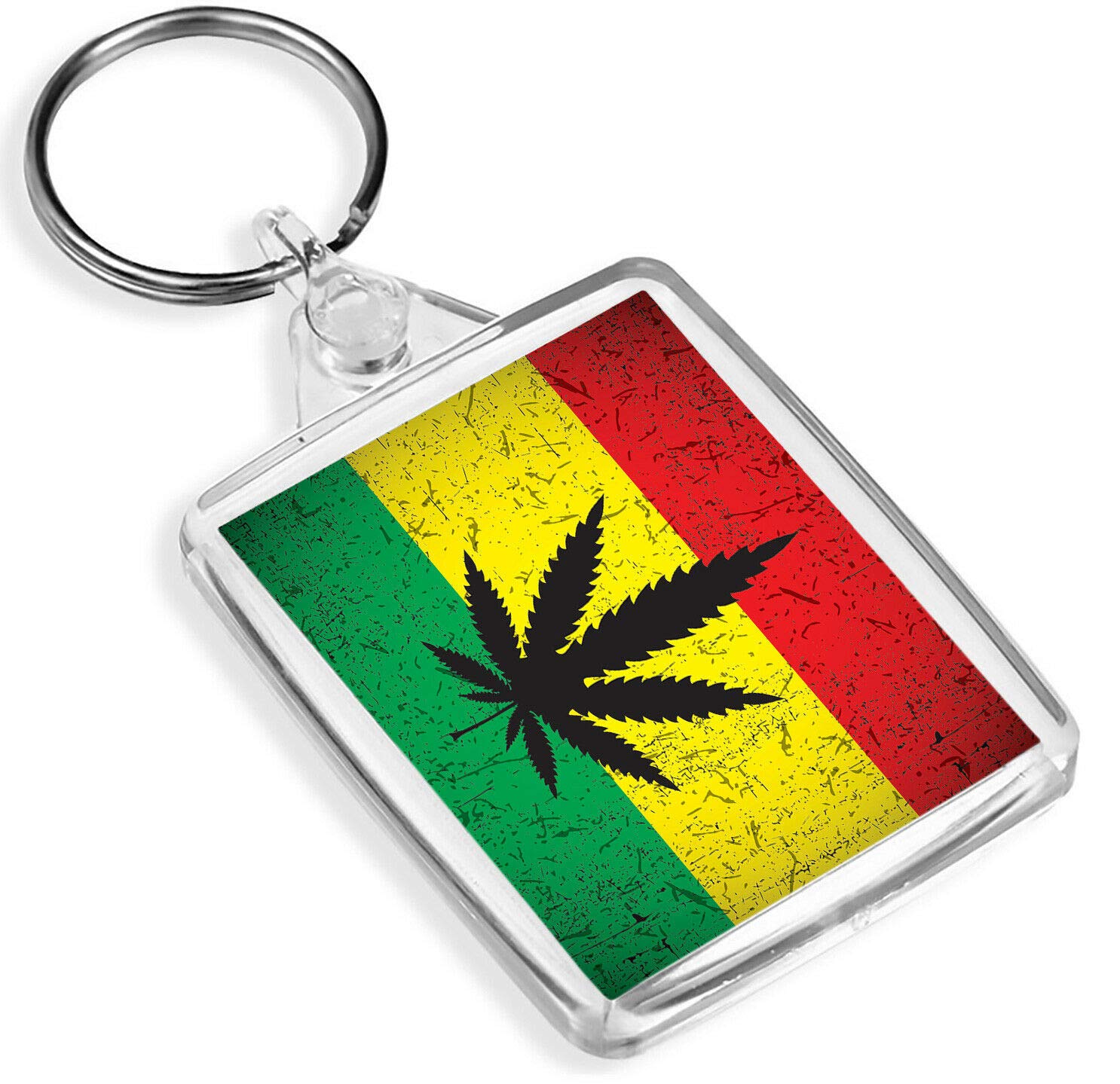 Destination Vinyl Keyrings Unisex Multi Cannabis Rasta Flag Keyring -Ip02- Jamaica Rastafari Weed Drugs 14456