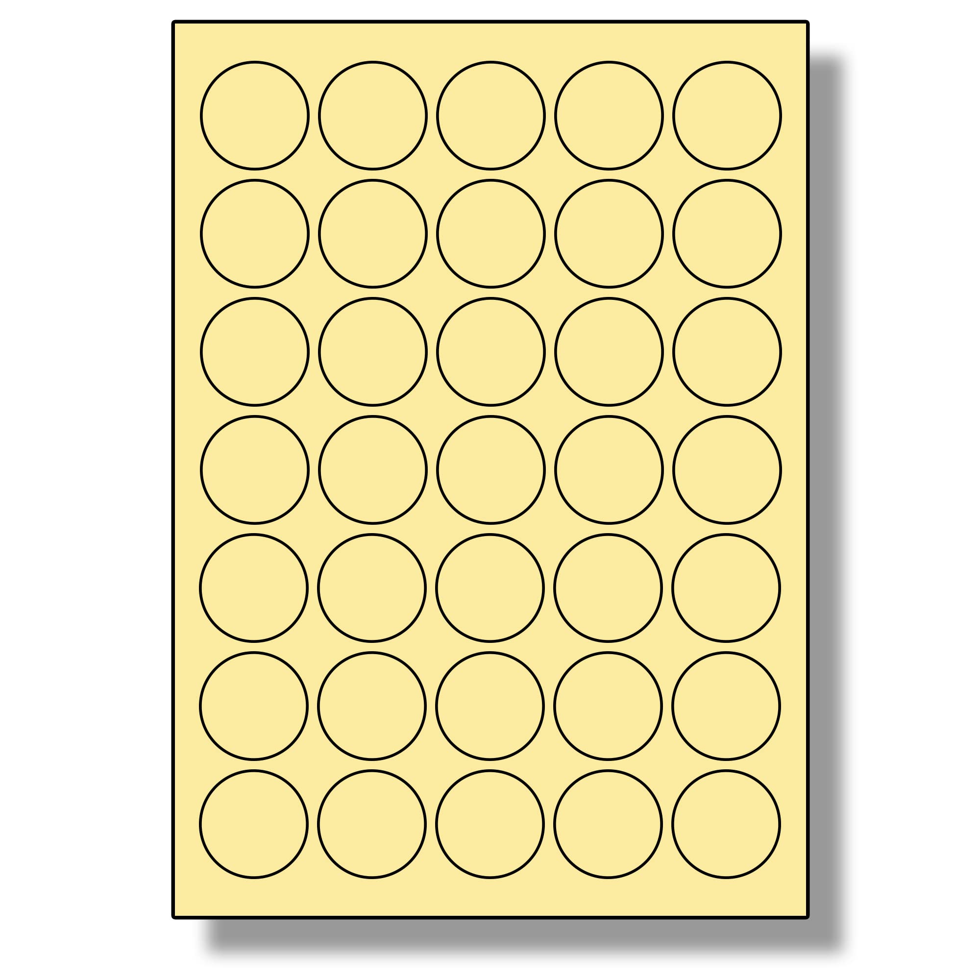 Label Planet® 35 Per Sheet, 250 Sheets (8750 Round Cream Labels). Round Coloured Paper Labels, 37mm Diameter, LP35/37R C.