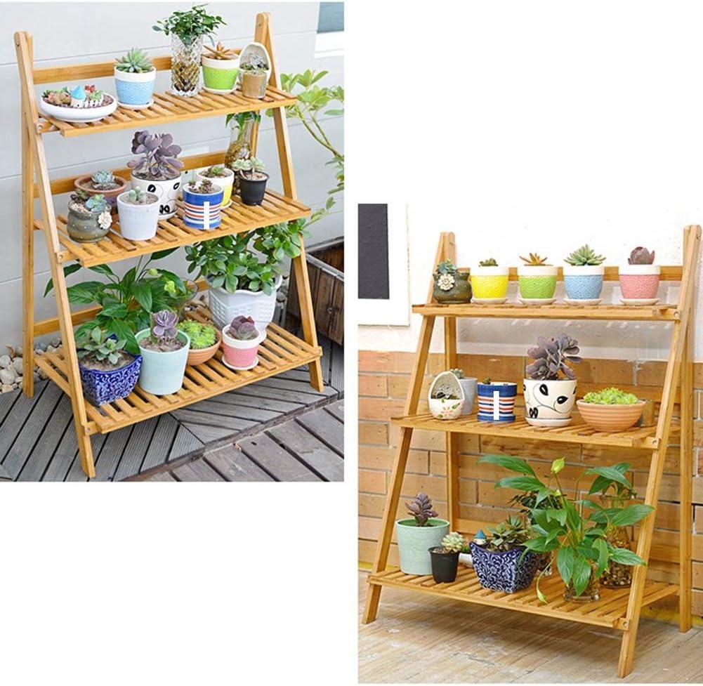 植物に優しいバルコニーラック 3段 折りたたみ式 通販 - ディノス 竹の