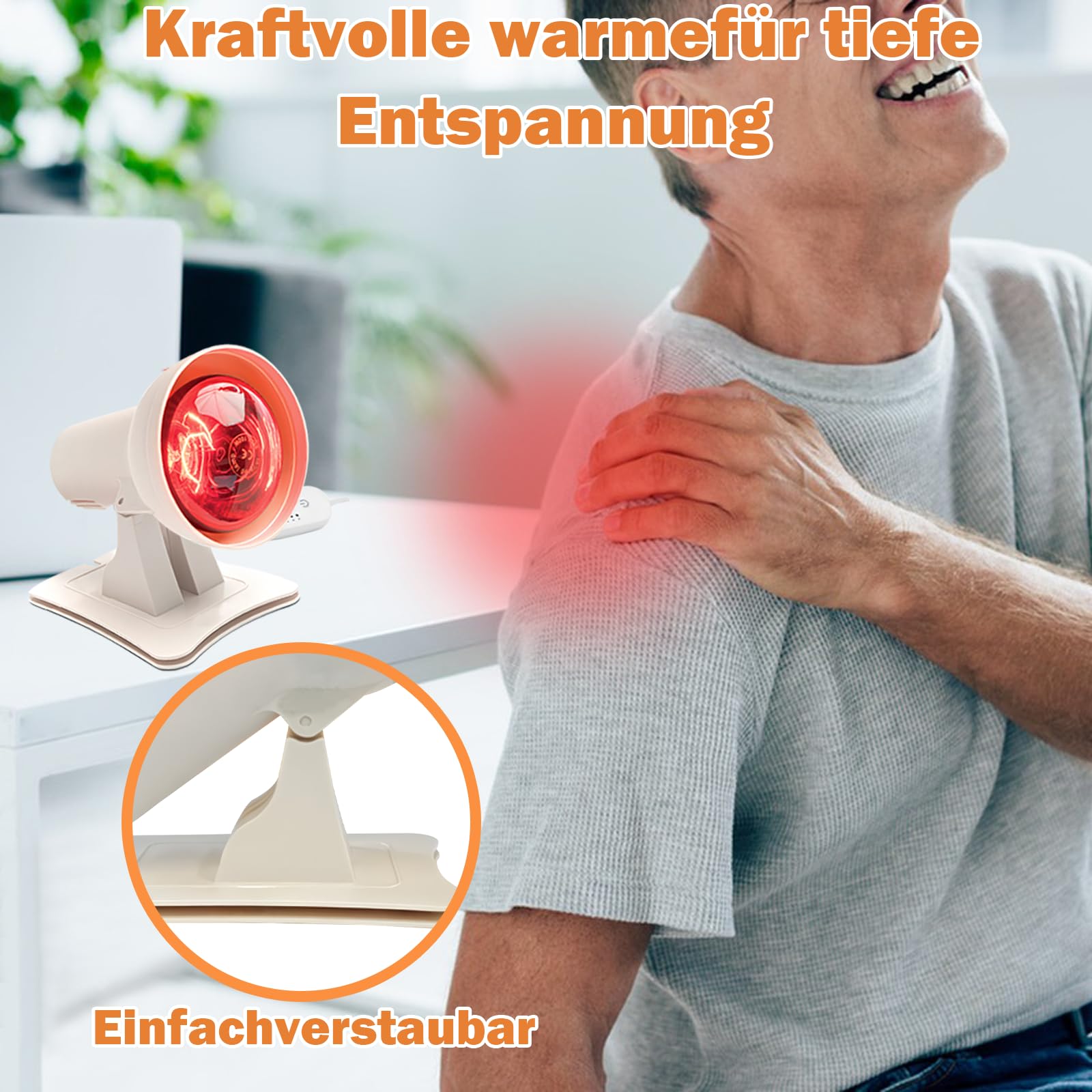 Rotlichtlampe 150Watt, mit Timer, Infrarotlampe Rotlichtlampe Gesicht Einstellbare Zeit und Temperatur (Weiß), mehrstufiger Winkelverstellung