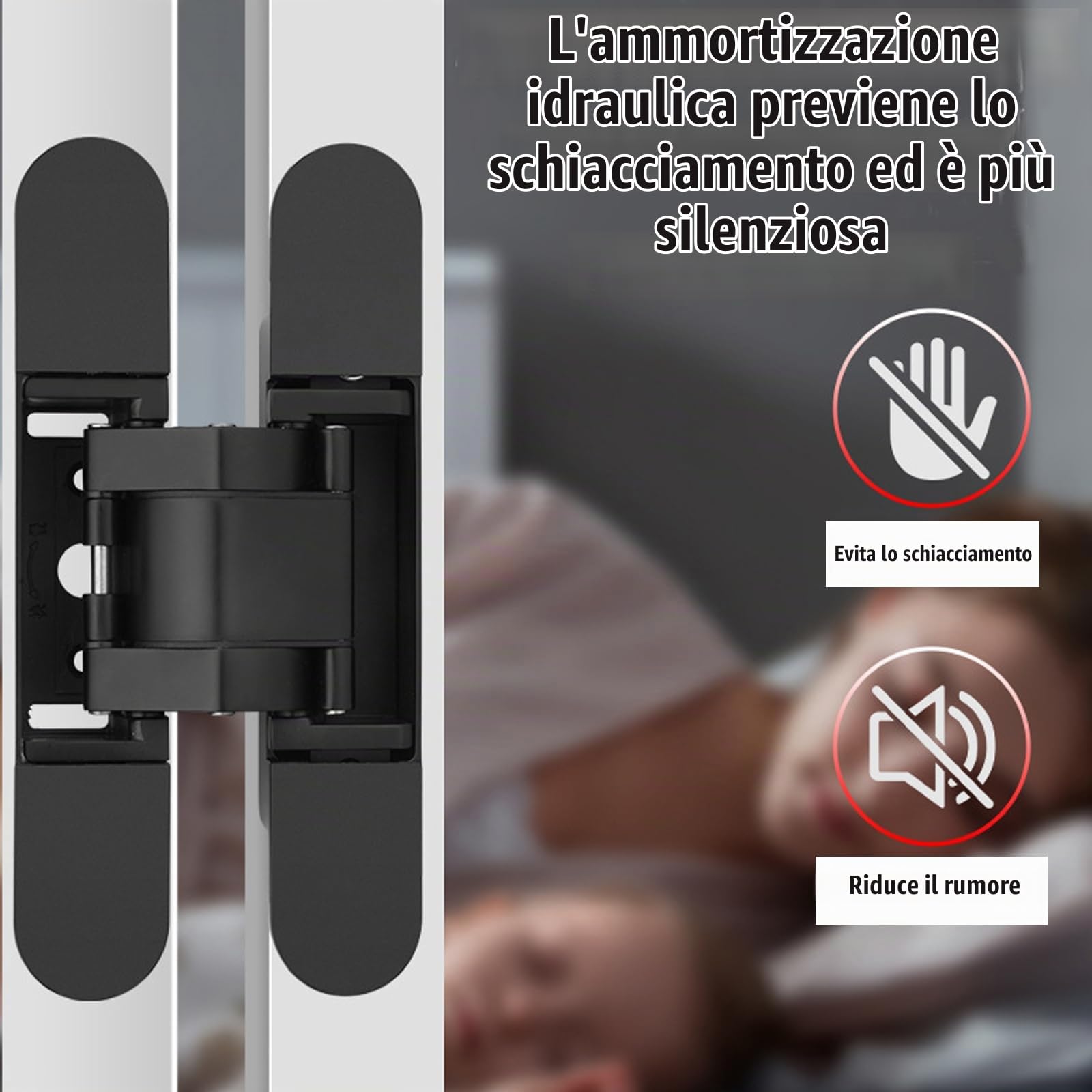 Cerniere porte scomparsa 180mm,invisibile pesanti, carico 80 kg | Cerniere per porte pieghevoli 3D con viti a chiave esagonale, apertura a 180º