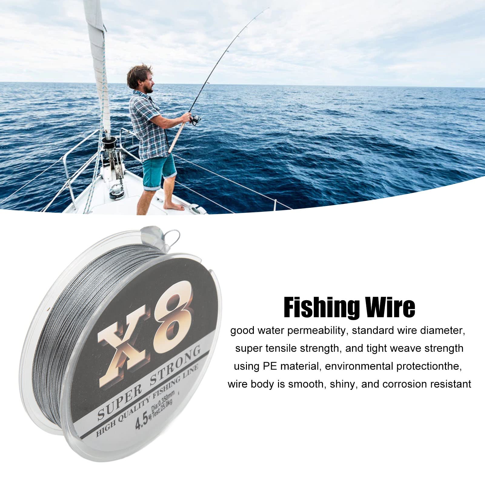 Fishing Line, 100m Braided Fish String Strong Pulling Force Wire for Pond Reservoir Offshore Hunting (0.35mm 25kg)