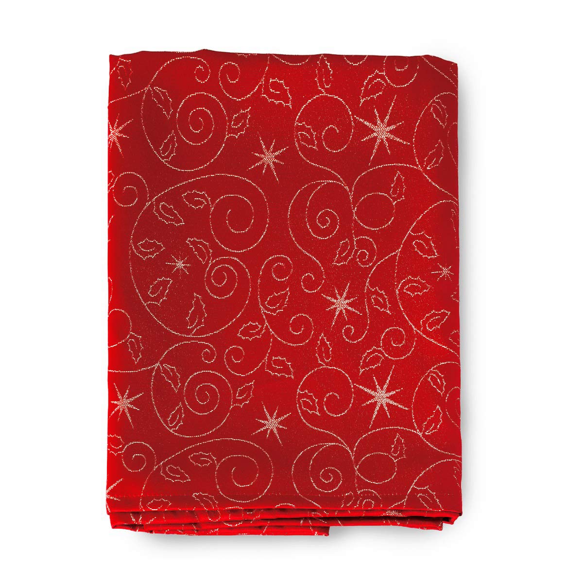 BGEUROPE Mantel antimanchas - Ref. Estrellas de Navidad - Rojo y plateado (150cm x 200cm)