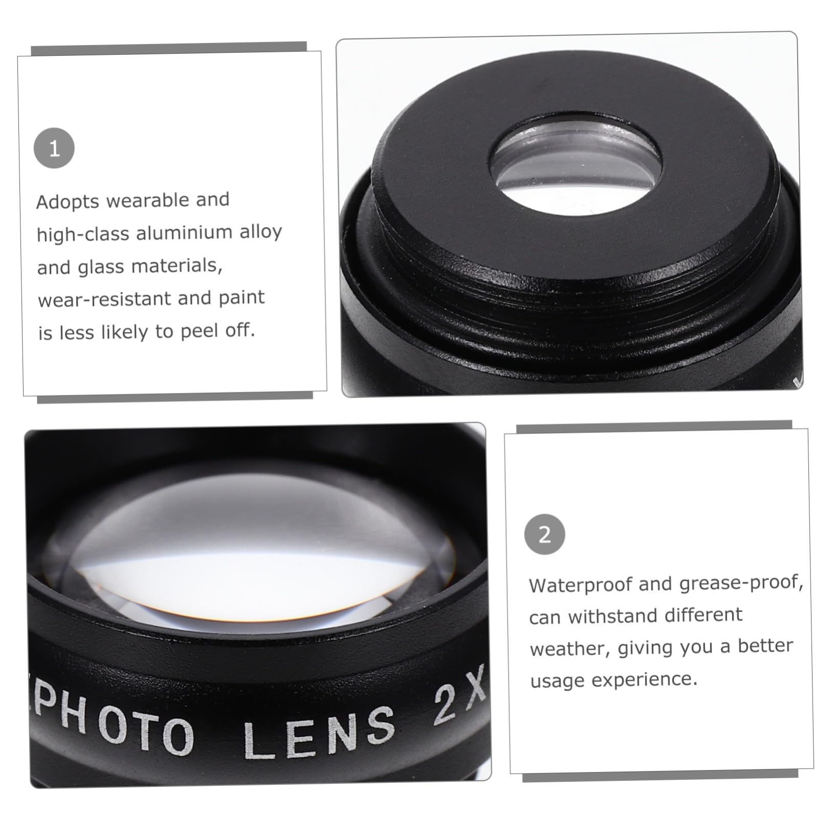 Cabilock Kit de Lentes para Móvil con Clip Incluye Lente Macro Gran y Efectos Especiales Fácil Instalación Resistente al Agua y Grasa Compatible Mayoría de Smartphones