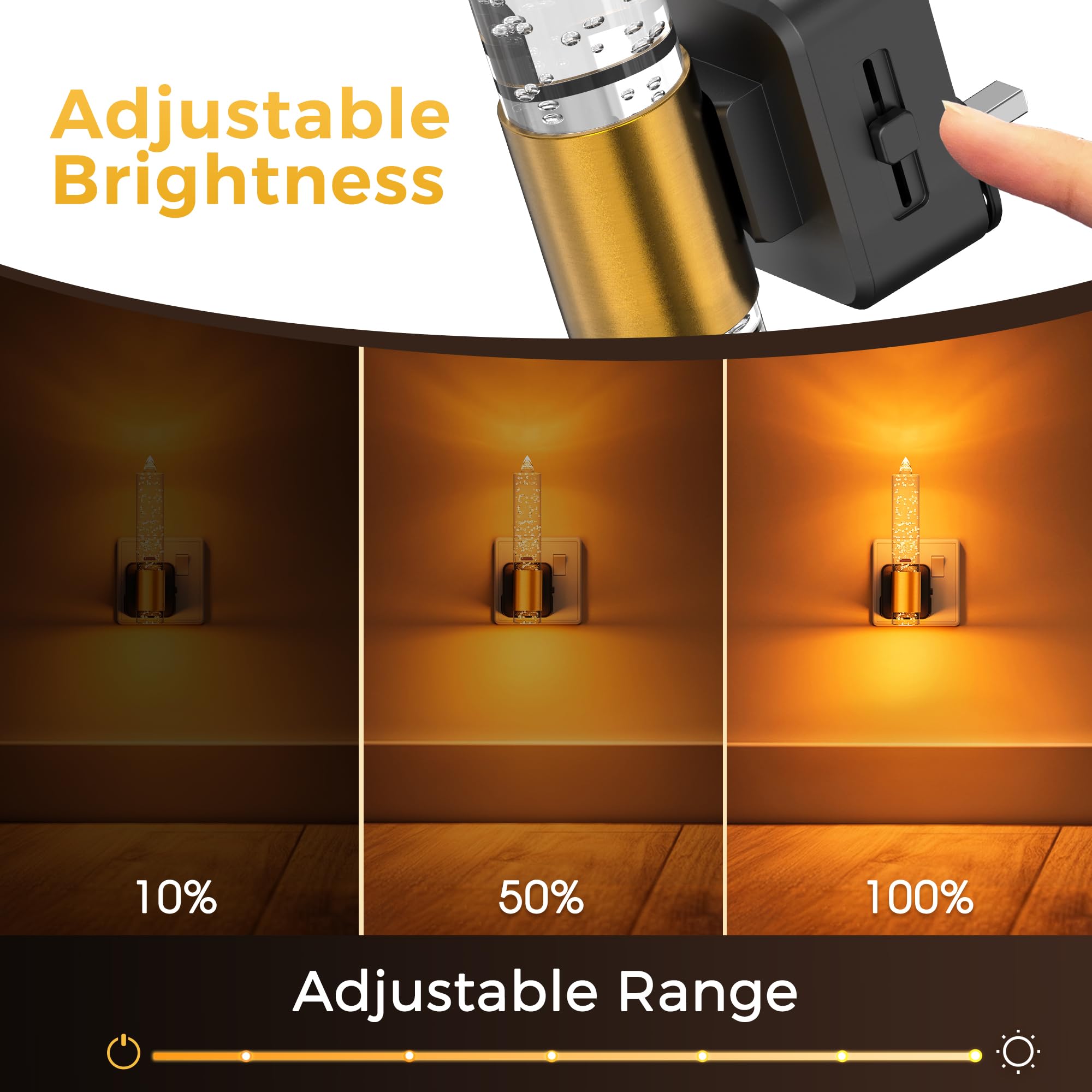 LOHAS-LED Night Light Plug in Wall, LED Candles Night Light, Dusk to Dawn Sensor, Modern Amber Nightlight 0-100LM - Image 3