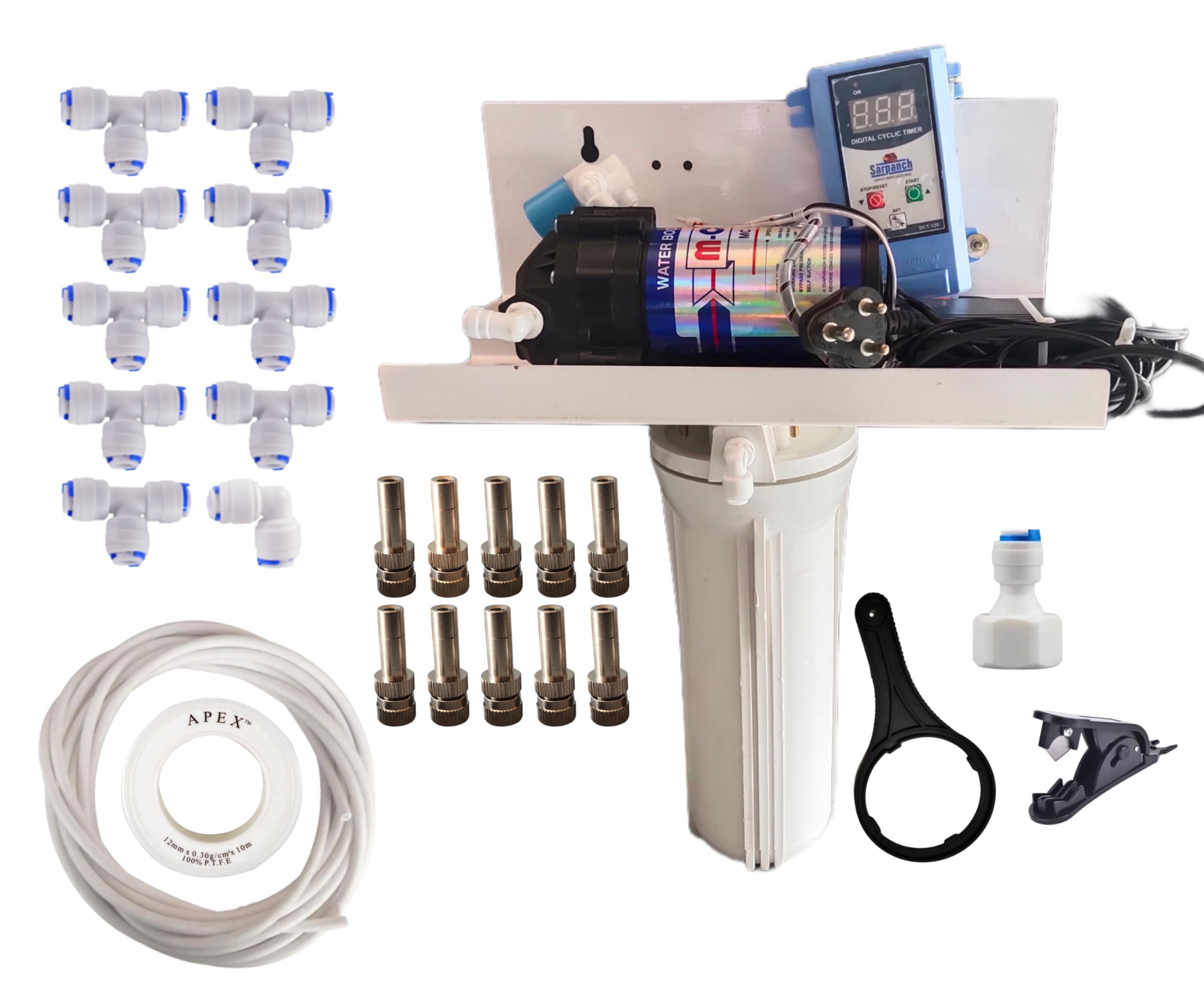 PARIJATA DIY Misting System Kit with Nozzles, Mist Pump, Pipe 15mtr, Automatic Timer, for Terrace/Balcony/Garden Cooling/Animal husbandry/Hydroponics/fish farming (B0D1KGW62F) Amazon Price History, Amazon Price Tracker