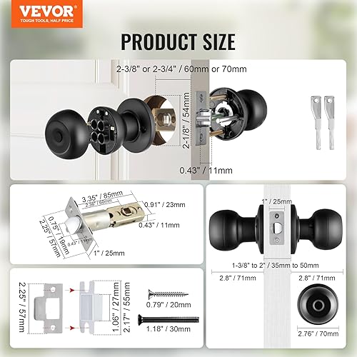 Miniatura 7 de VEVOR Pomo de puerta inteligente, cerradura inteligente de huellas dactilares con control de aplicación, cerradura biométrica de puerta Bluetooth,