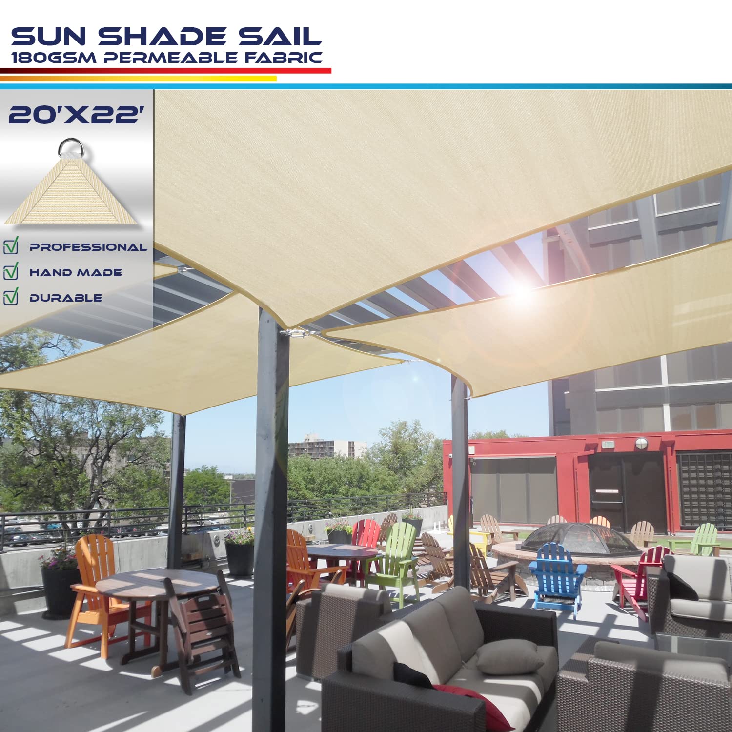 Amazon.com : Windscreen4less 20' x 22' Sun Shade Sail Rectangle