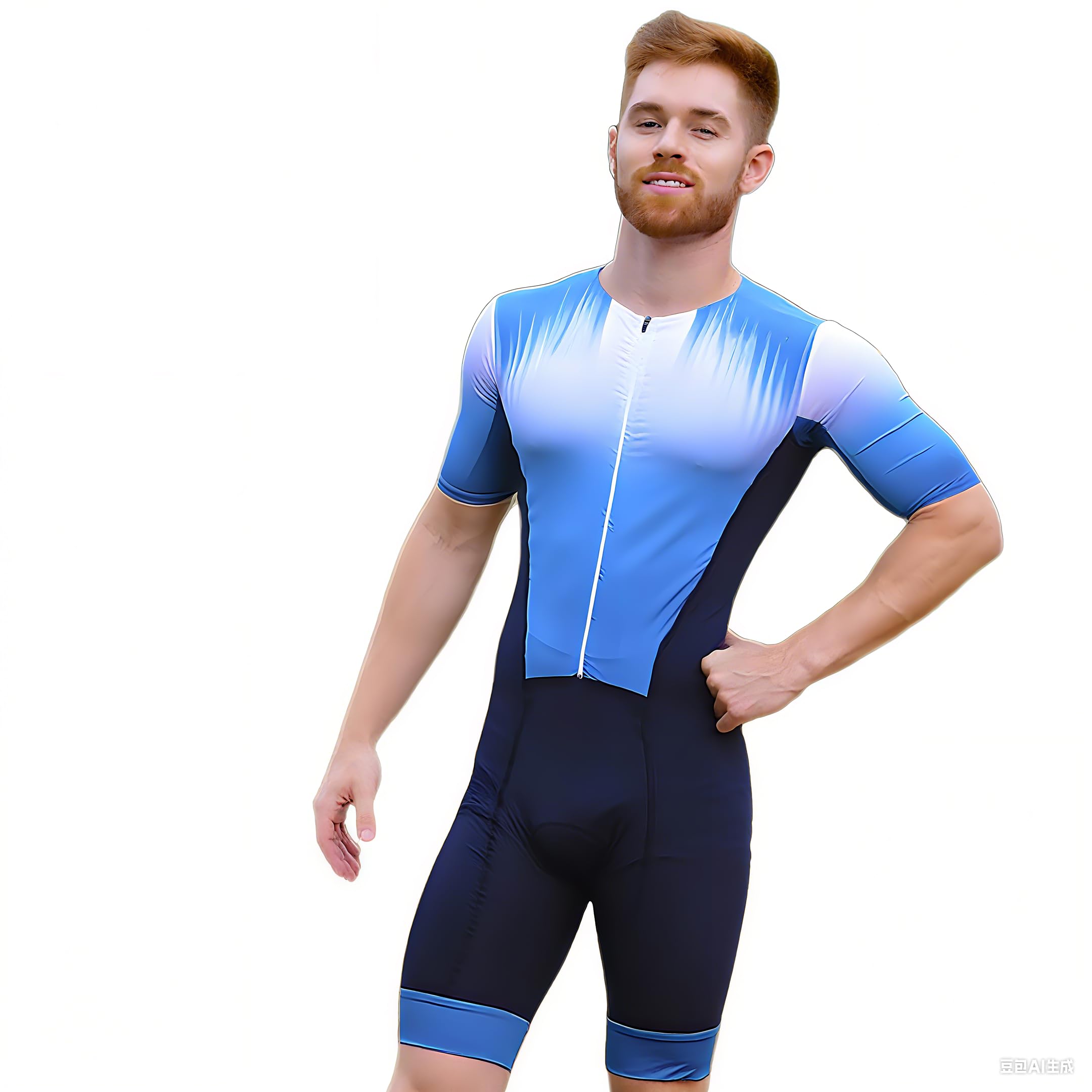 Men's Triathlon Skinsuit - Lightweight Breathable Short Sleeve Full Body Suit Trisuit Triathlon Men XS-3XL