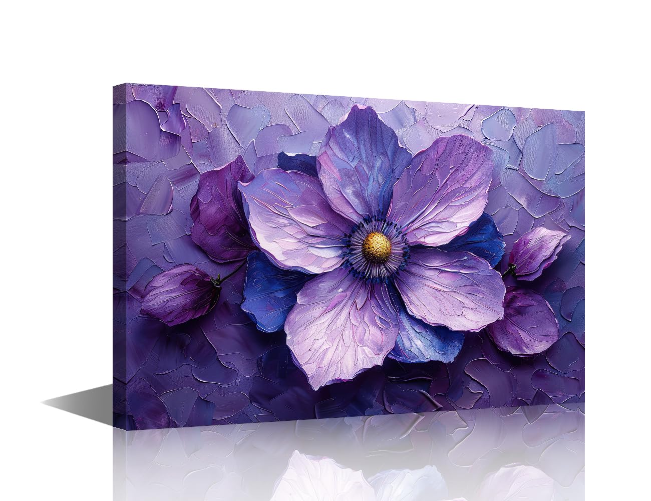 TISHIRON 1 Panel Canvas Print Art Elegant 3D Flower Posters Modern Wall Art for Bedroom Living Room Wall Decorative 3D Artwork Wooden Framed Gallery-Wrapped Ready to Hang