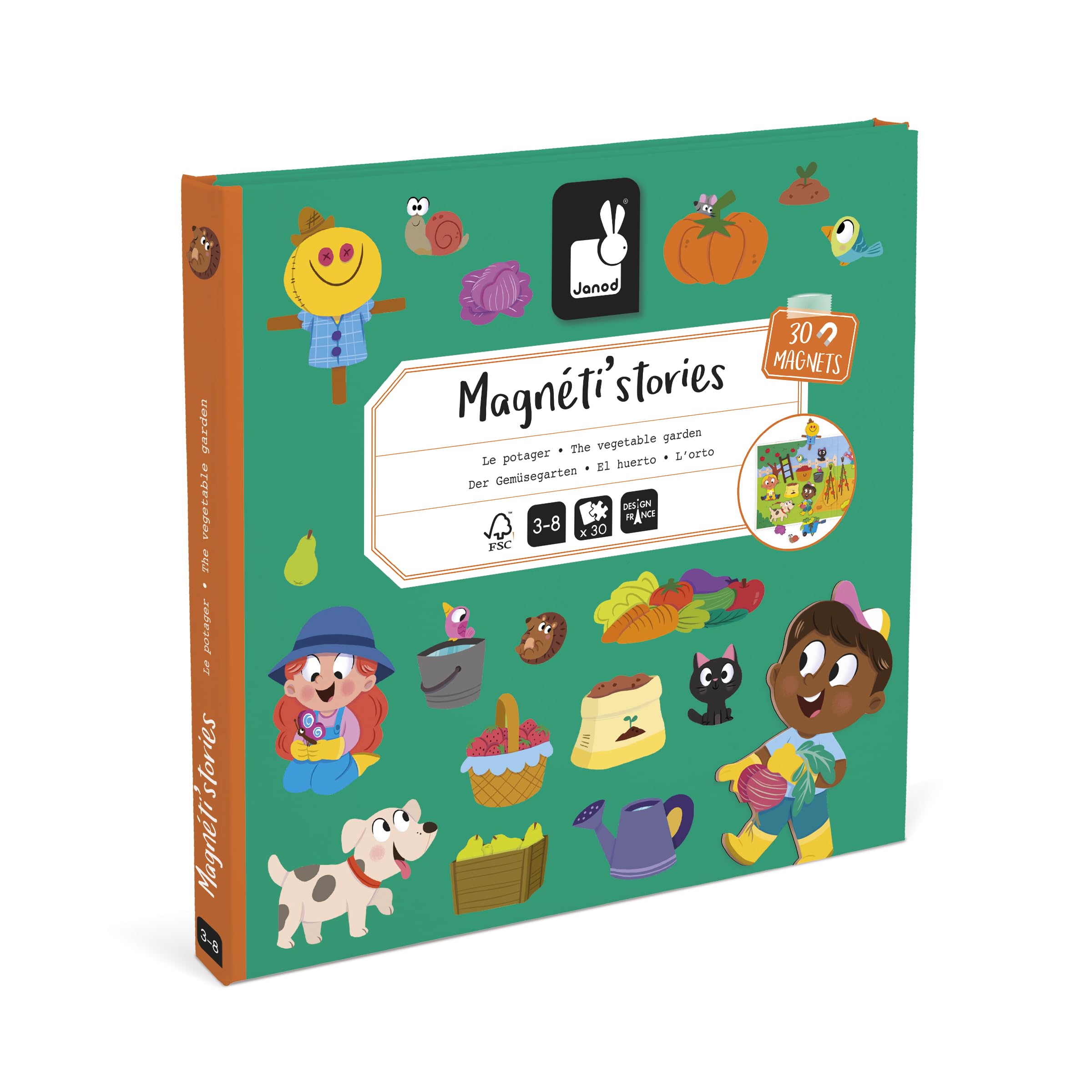 Janod, Magnéti'Stories The vegetable garden, Educational Magnetic Game 30 Magnets, FSC Cardboard Children's Toy - Image 2