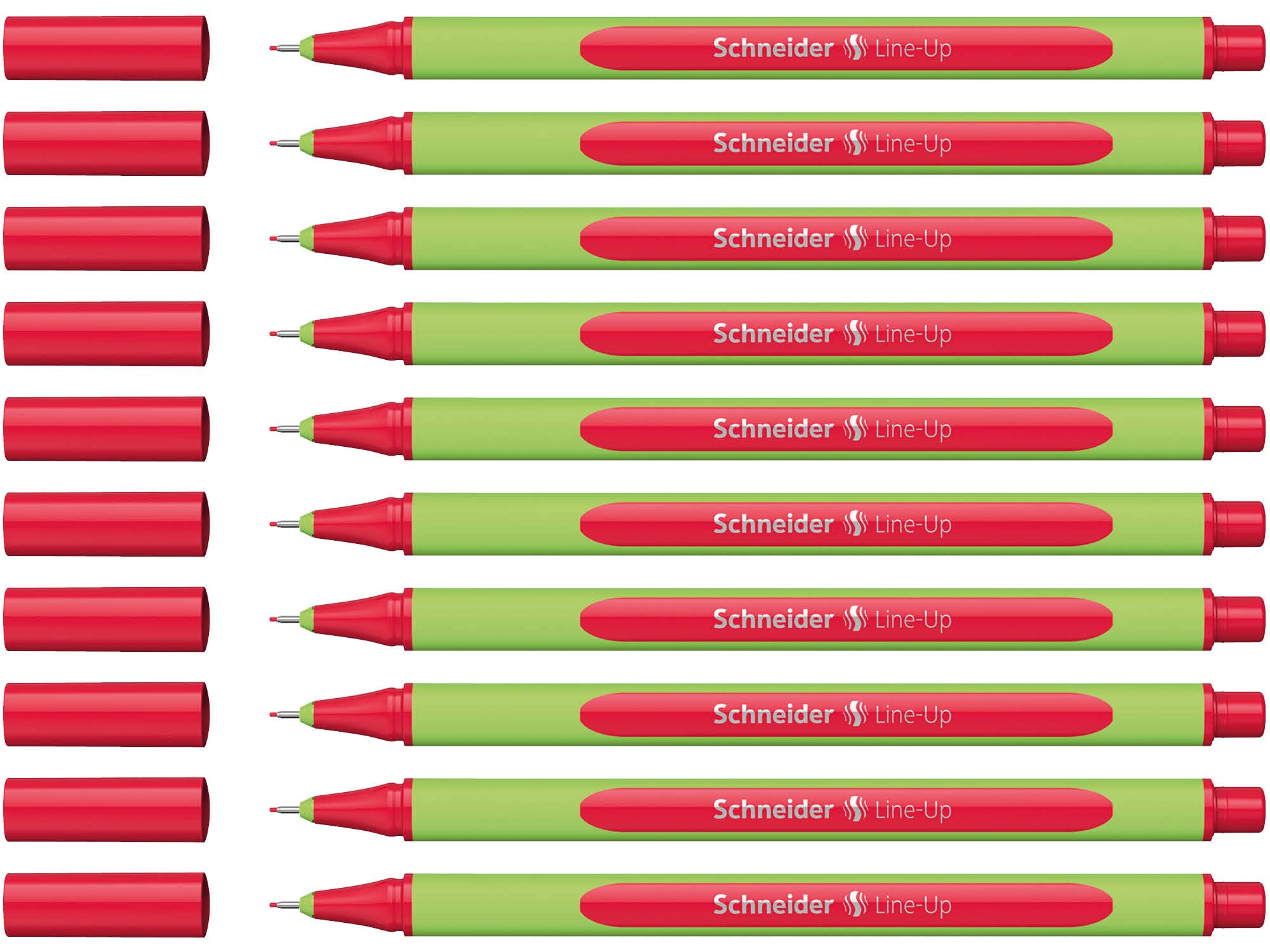 Schneider Line-Up Fineliner (Triangular Fineliner, Line Width 0.4 mm, Bio-Based Plastic Casing) Romantic Red Pack of 10
