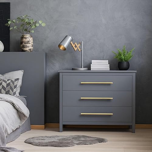 Miniatura 7 de QOGRISUN Paquete de 2 tiradores de gabinete de latón macizo, manijas de barra en T de estilo europeo dorado, centro de agujeros de 7-916 pulgadas