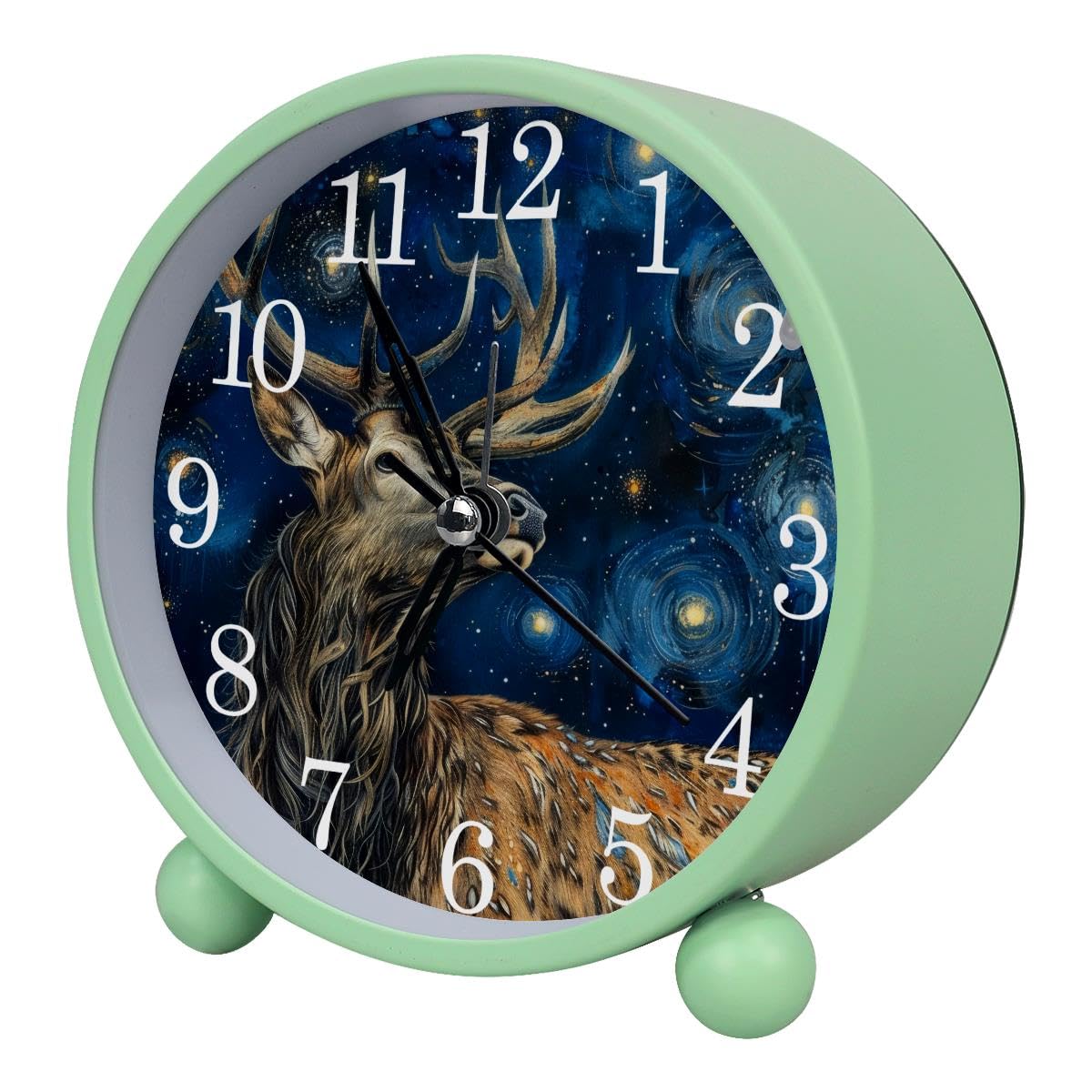 Luoweisi Alarm Clock Deer Starry, Silent Non-Ticking with Night Light