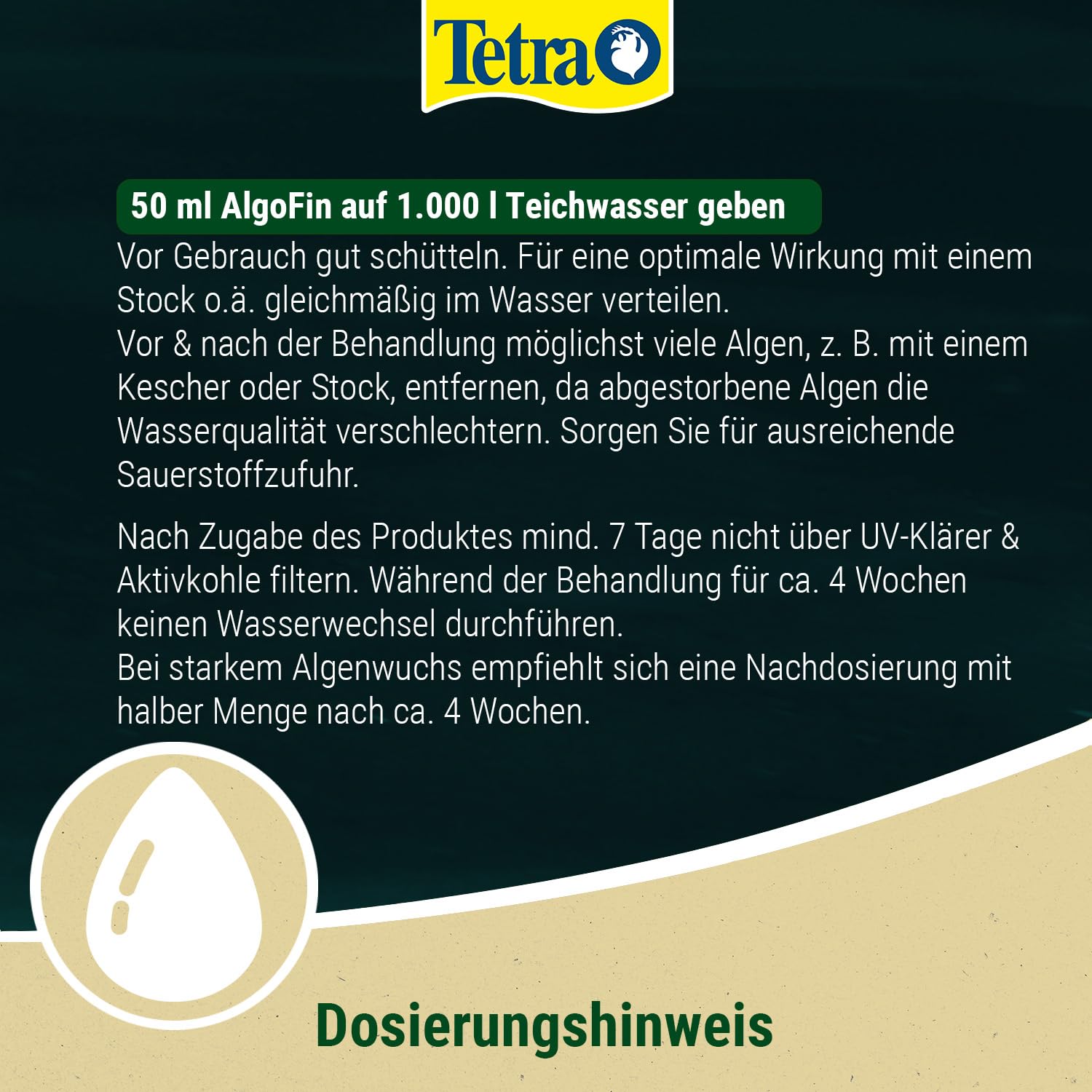 Tetra Pond AlgoFin Teich Algenvernichter - wirkt effektiv bei Fadenalgen, Schwebealgen und Schmieralgen im Gartenteich, 3 L