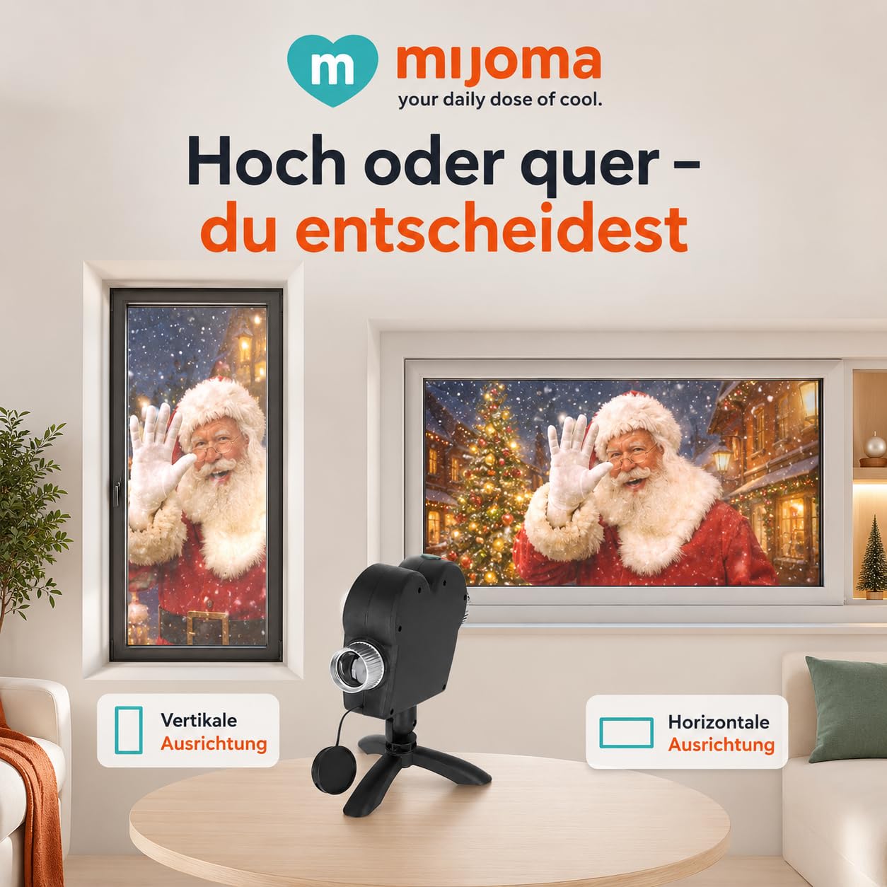 MIJOMA Projecteur de fenêtre avec 12 films pour Halloween et Noël