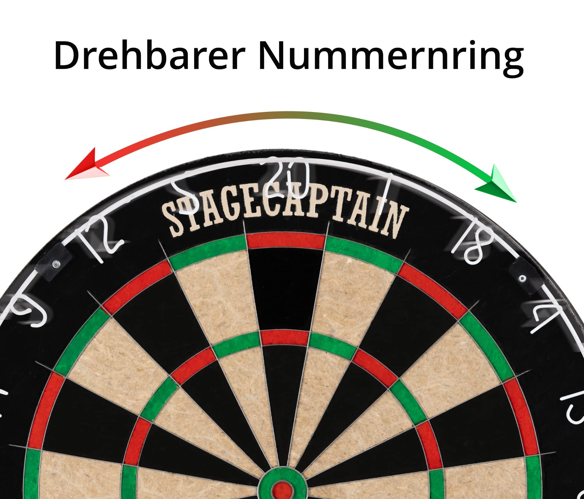 Stagecaptain DBS-1715 Bullseye Pro Dartscheibe mit Pfeilen - Profi Steeldartscheibe aus Sisal - Dartboard mit extra dünnen Drähten - Dart Scheibe mit 6 Dartpfeilen und 4 Sets Flights