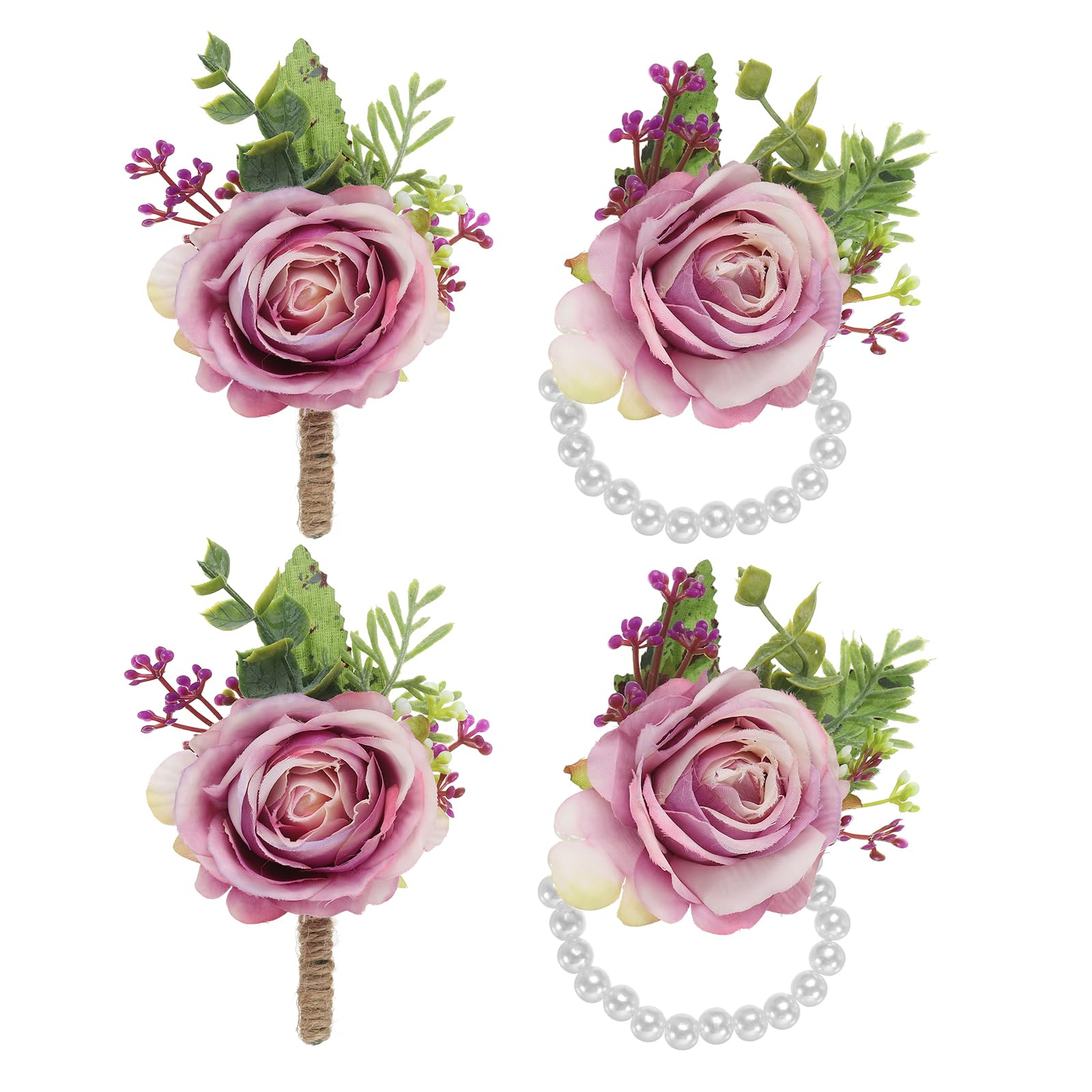 PATIKIL Rose Wrist Corsage and Boutonnieres Set