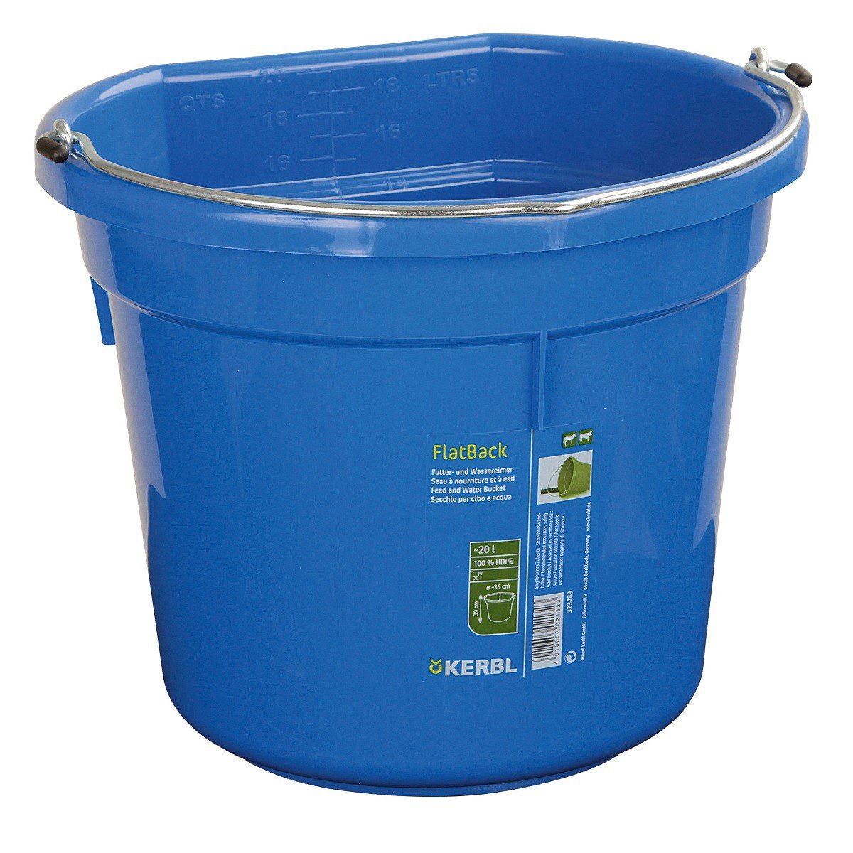 Kerbl FlatBack, blau, ca. 20ltr., Futter-u. Wassereimer