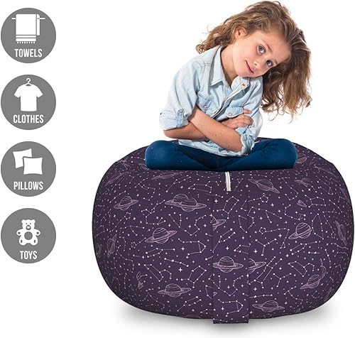 Miniatura 176 de Ambesonne Bolsa de juguetes de almacenamiento para perros, patrón con cachorros de raza pura, Bichon Pug Spitz Dachshund Poodle Shih Tzu, Rosa y