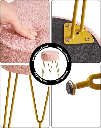 Miniatura 7 de IBUYKE Taburete de terciopelo con respaldo redondo para reposapiés, otomano, mesa auxiliar para tocador de maquillaje, silla de tocador de