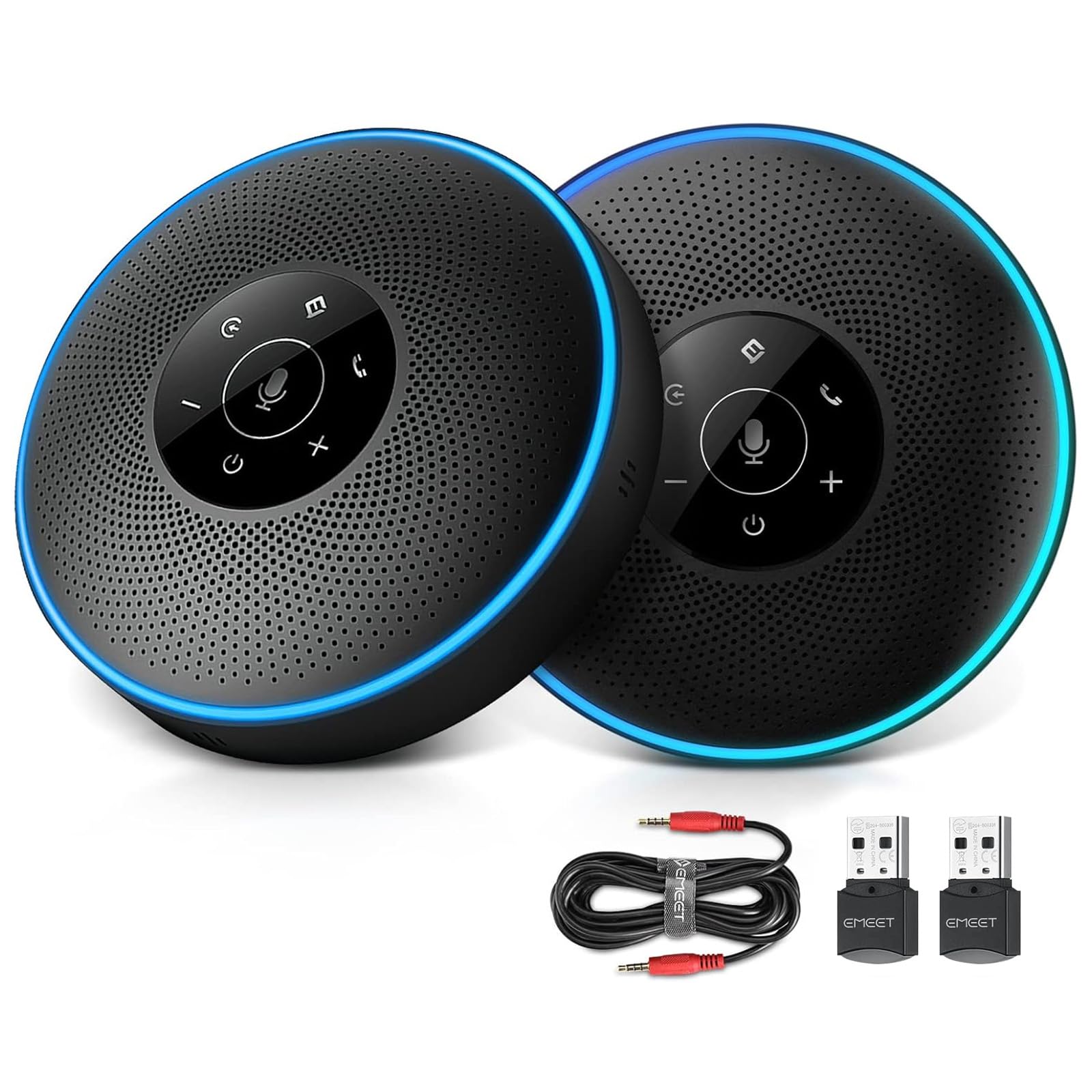 EMEET Altoparlante Bluetooth M220 per conferenze da 8 a 16 persone, con dongle, 4 microfoni da 360º, riconoscimento vocale per zoom, Teams, comunicazione VoIP PC, ecc.