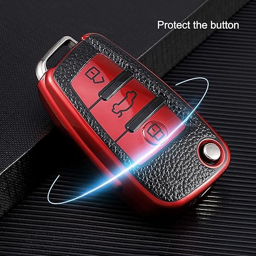 Miniatura 5 de ELOHEI Funda para llavero Audi, funda de TPU suave de alta calidad, protección completa de 360 grados, compatible con Audi A1 A3 Q3 Q7 R8 A6L TT