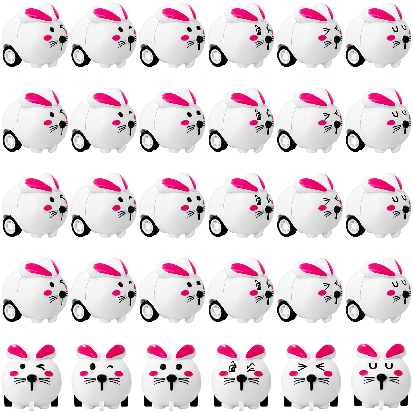 OJYUDD 30 Pcs Easter Bunny Pull Back Cars,Mini Rabbit Car,Mini Bunny Cars for Adult,Easter Basket Stuffers,Easter Egg Stuffers