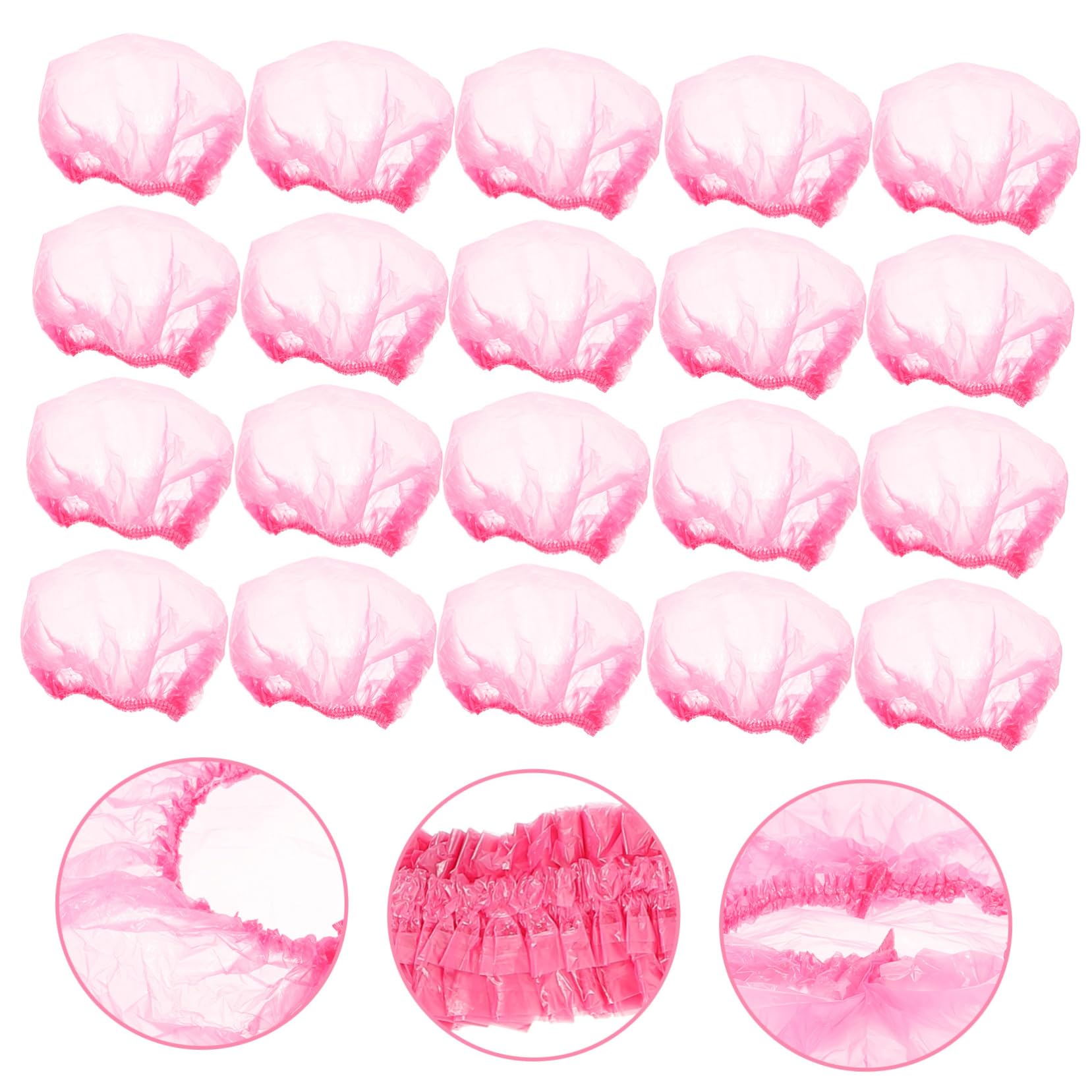 FRCOLOR Einweg Duschhauben zum Schutz der Haare Rosa für Damen aus Kunststoff 500 Stück Große Elastische Badekappen Beim Kochen und Reisen