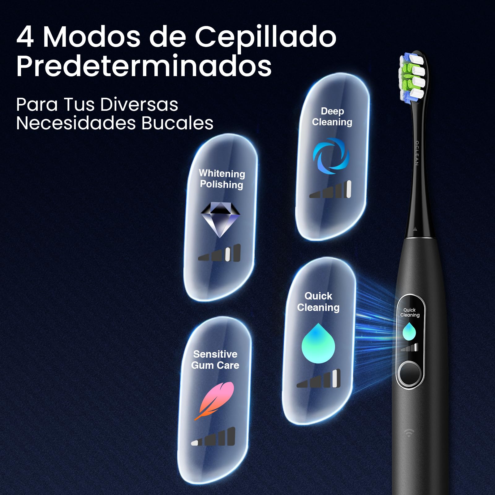 Cepillo eléctrico Oclean X Elite 10, AI cepillado personalizado，Pantalla táctil con seguimiento de 12 áreas, 40°de oscilación, 5 Modos, Temporizador, 40 Días, Pronóstico del tiempo, IPX7, Negro