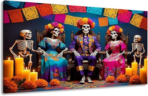 Miniatura 29 de Canvas Wall Art Prints Funny Skeleton Mexicano Culture Skeleton Vaquero Guitarra Halloween Large Framed Artwork Wall Paintings Pictures Posters