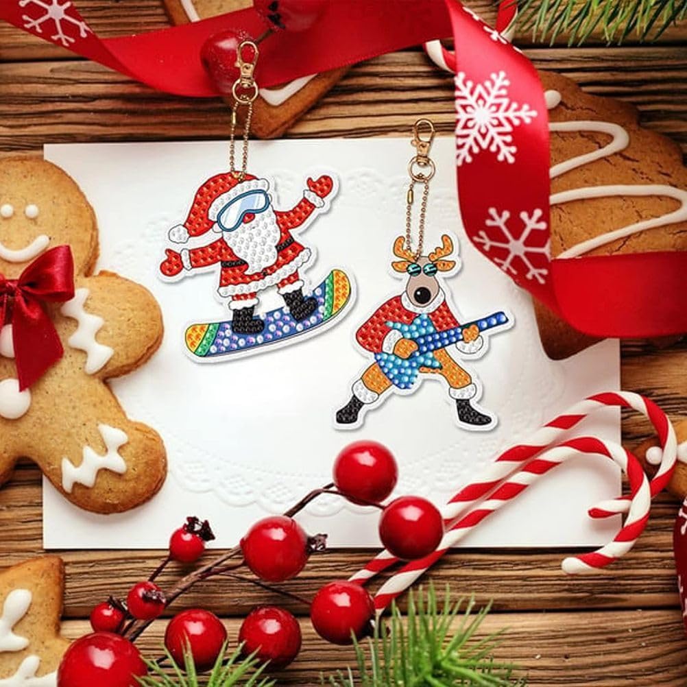 INCOK DIY Weihnachts-Diamantmalerei Set | Doppelseitig, 5D-Strass, Als Hängedeko Für Haus & Garten