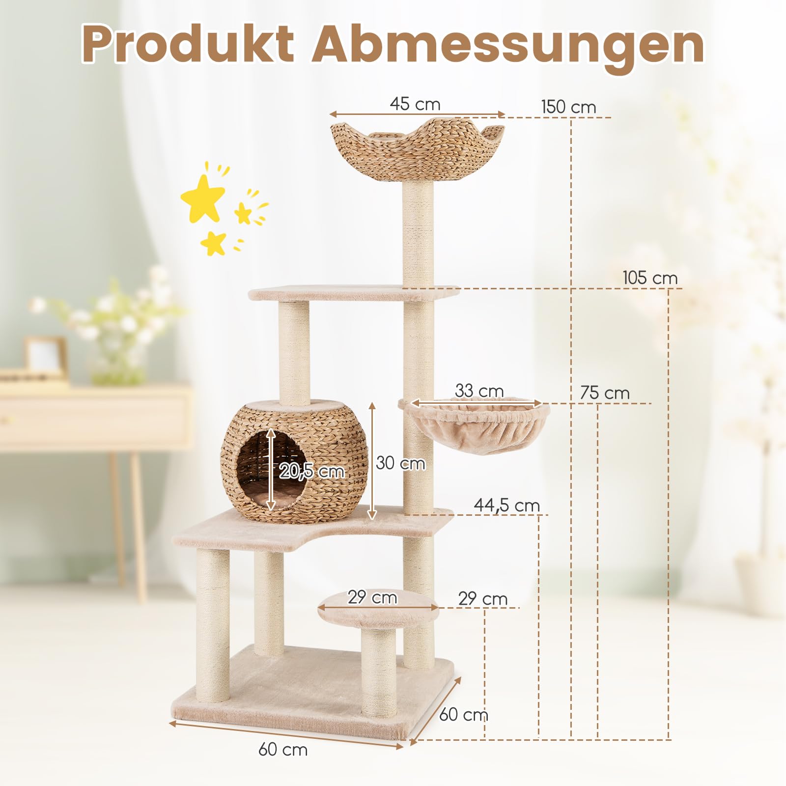 Krabpaal Met Hangmat Voor Meerdere Katten - Kattenboom - Rookgrijs