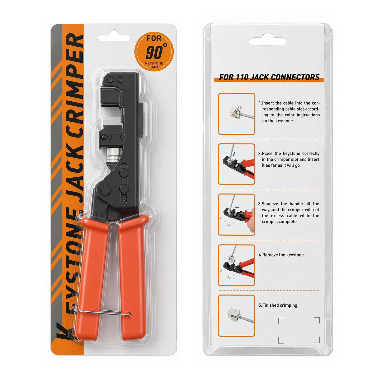 iwillink Strumento Keystone per terminazione della velocità, jack Keystone RJ45 angolato a 90°, cavo Ethernet Cat5e, Cat6 e Cat6a RJ45 Punch Down Tool