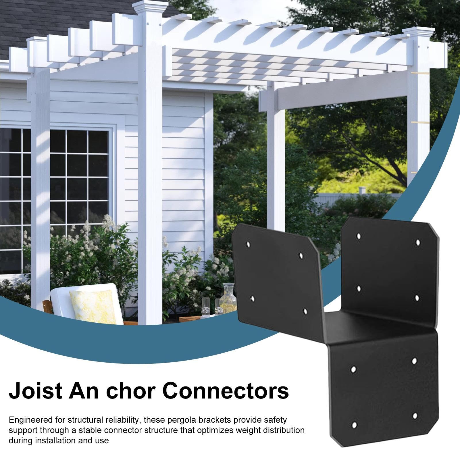 Staffe per tetto pergola in acciaio, 4 pezzi, resistenti