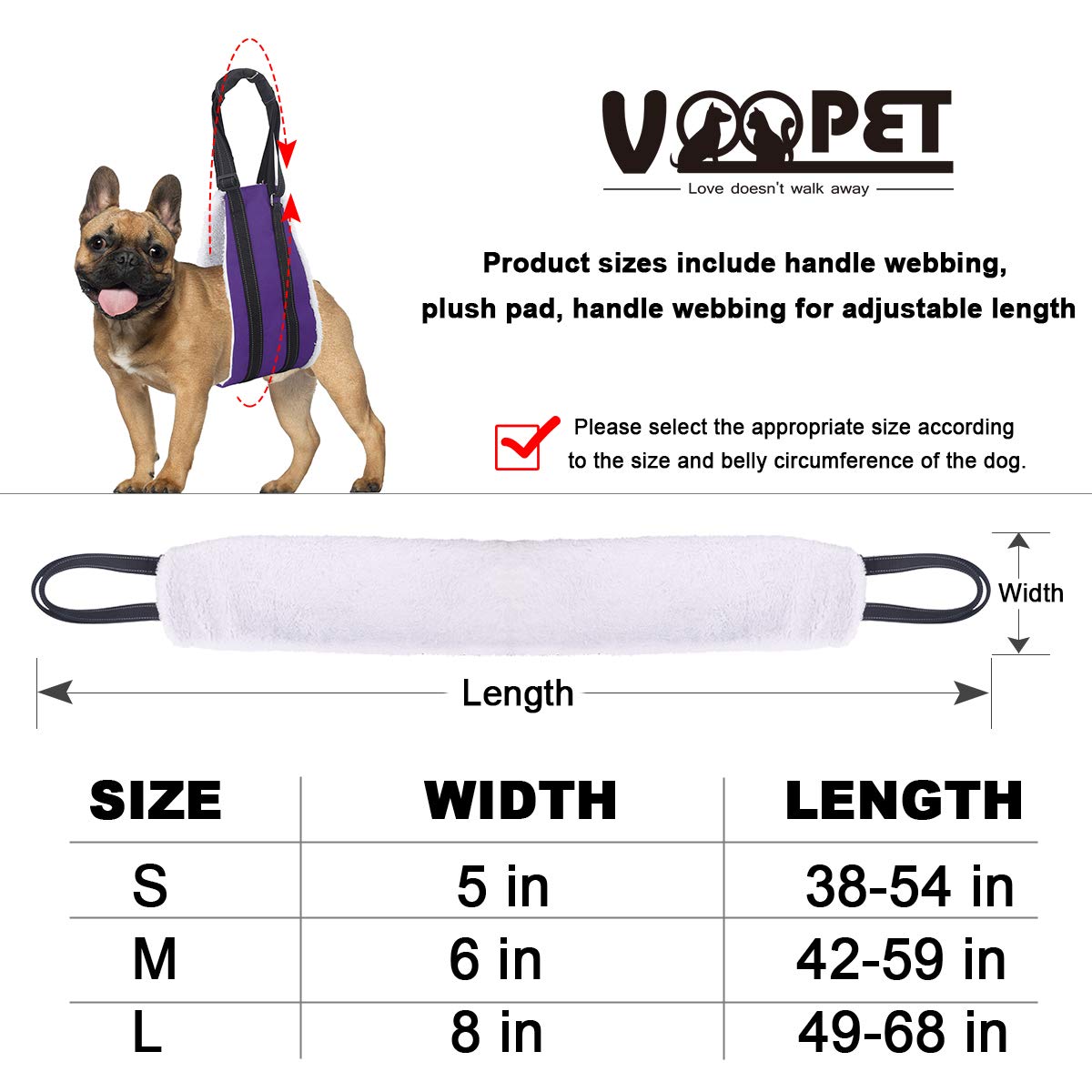 Buy VOOPET Dog Sling, Help Lift Back Legs, Portable Hip Support Harness Assist Lift Dogs Rear