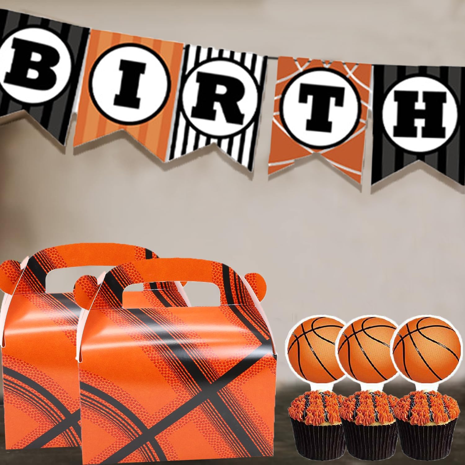 Oletx 24-Pack Basketball Party Favor Treat Boxes Pack, Goodie Boxes, Cardboard Gable Gift Boxes with Handles. Perfect for Basketball Sports Themed Party Decoration Supplies - Image 4