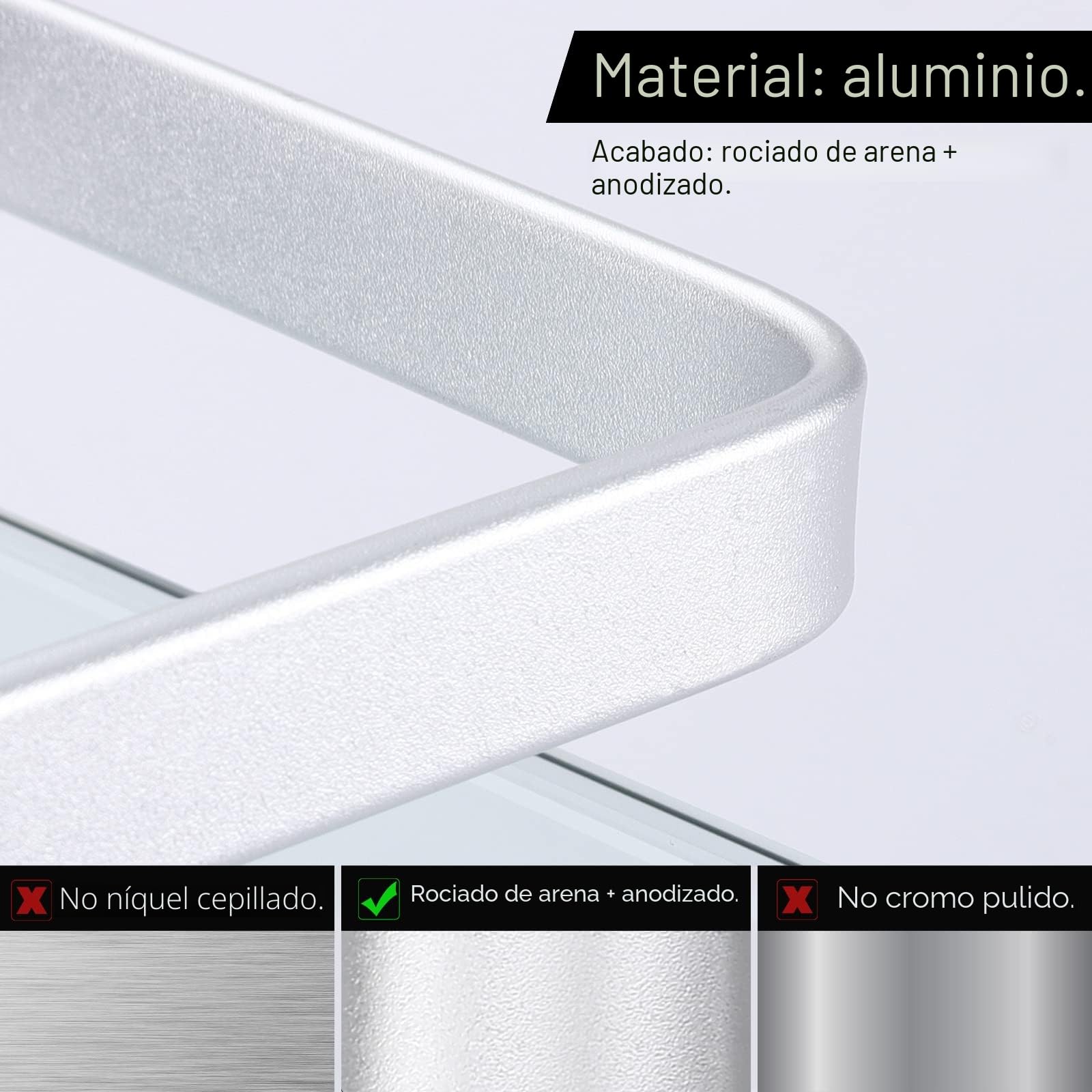 KES Estante de Vidrio Templado para Baño - Montaje en Pared de Aluminio Grueso 8 mm Plateado - Paquete de 3, A4126A-P3