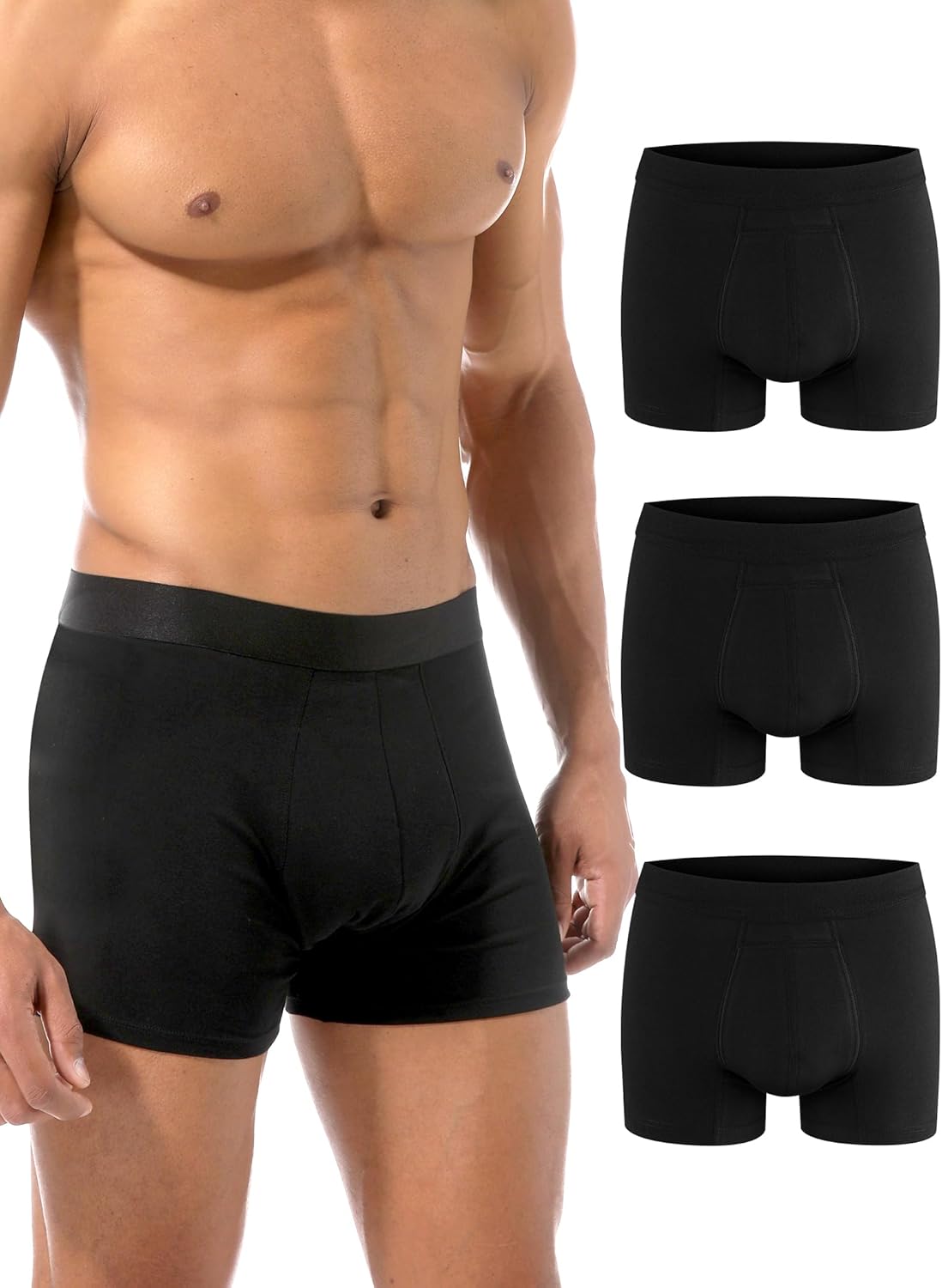 Varmax Incontinence Underwear for Men, Cotton Reusable Washable Leakproof Boxer Briefs, Heavy Flow Bladder Leak Men's Incontinence Underwear Black 1 X-Large