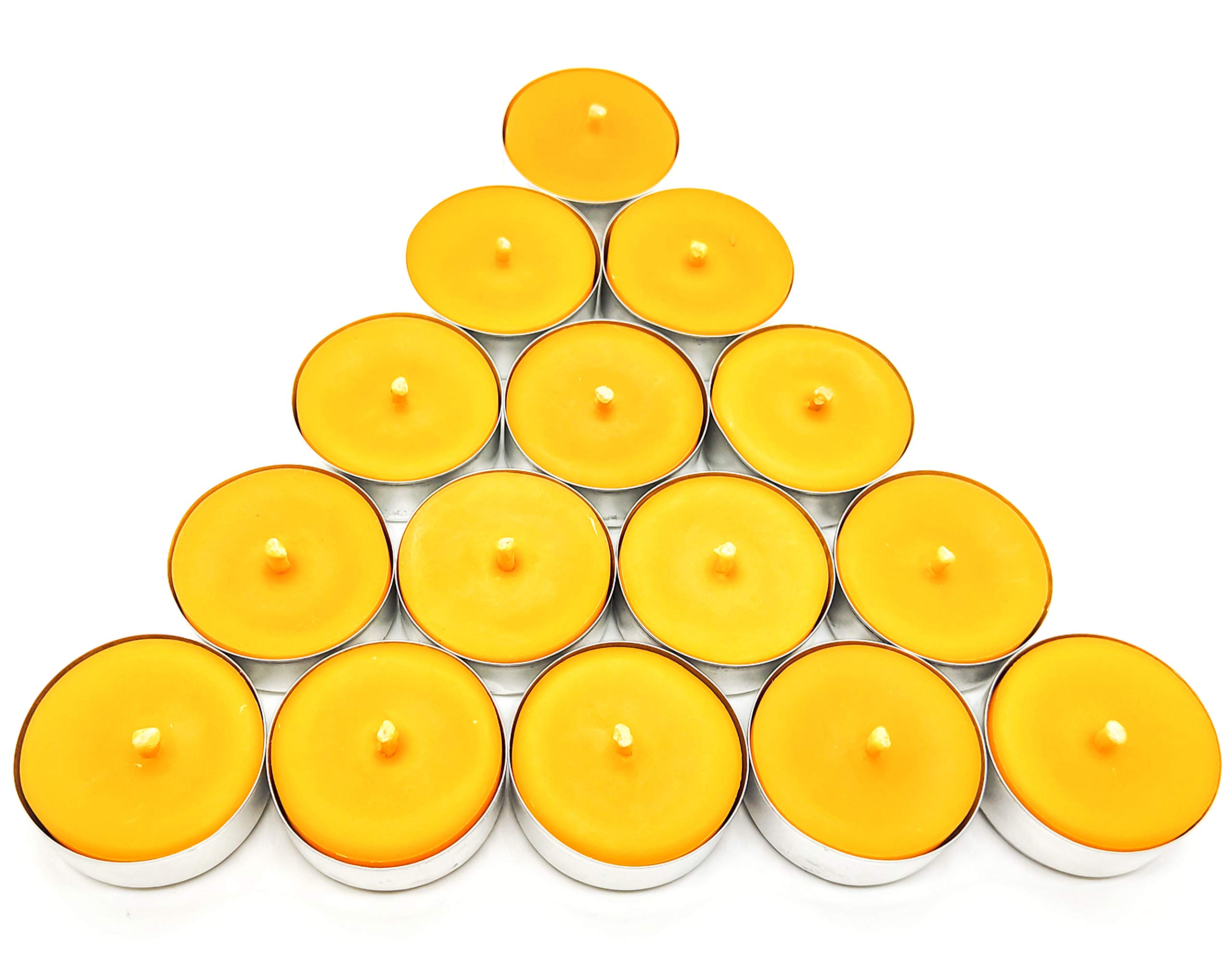 16 Bougies Chauffe-Plat Cire D'Abeille Jaune - Sans Fumée, Sans Goutte - Parfum Naturel Pour Mariage, Décoration Table