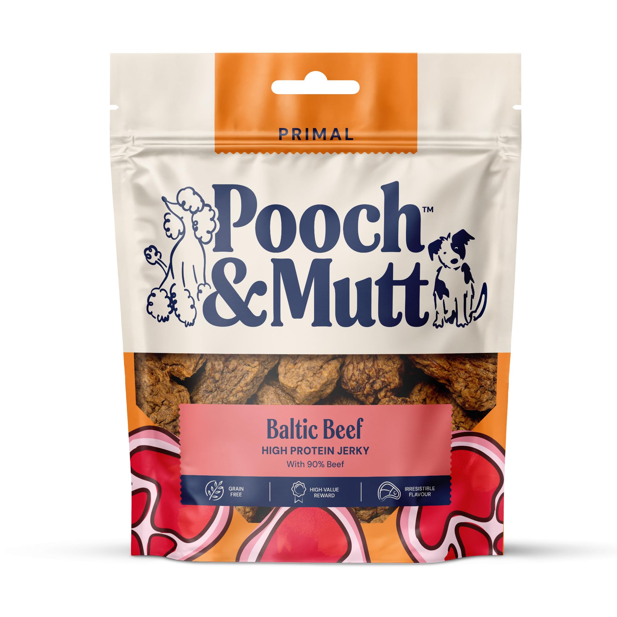 Pooch & Mutt - Meaty Jerky Treats, Grain Free Baltic Beef for Training Reward, Pack of 1x210g